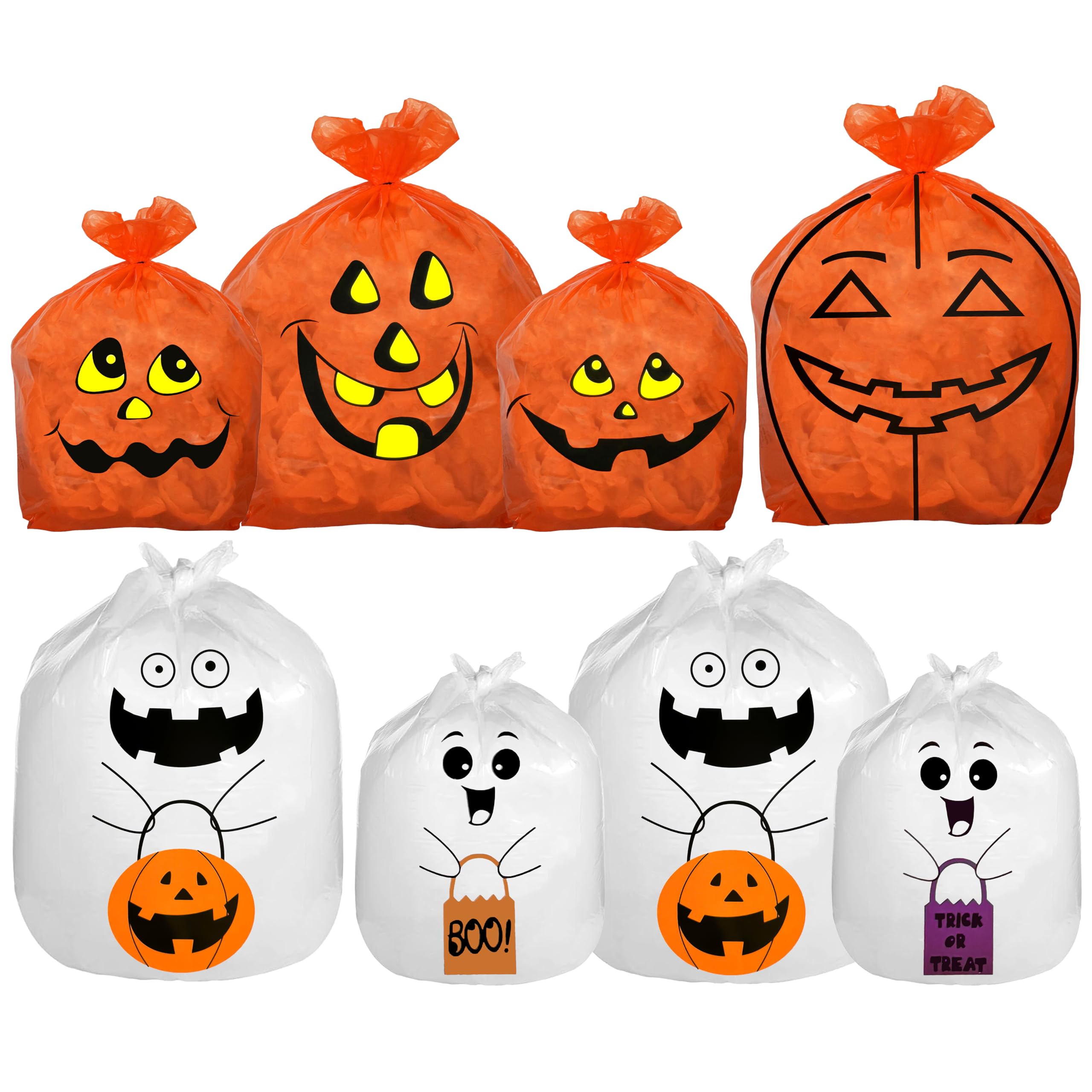 Halloween Giant Lawn Bags Set of 4 - Pumpkin & Ghost for Outdoor Decor