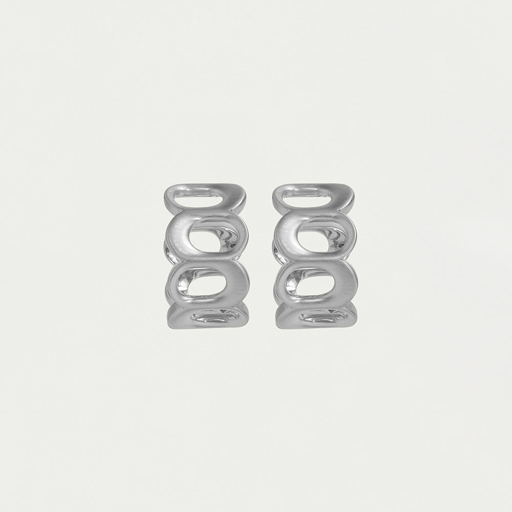 Crosby Link Huggie Hoop Earrings for Women - Sterling Silver Minimalist Hoop Earrings - Perfect for Everyday Wear & Gifts
