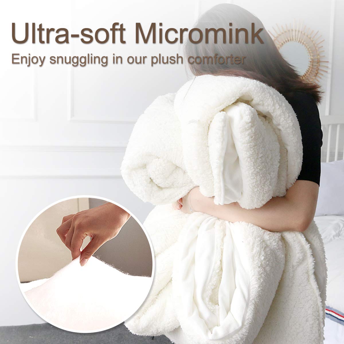 Micromink Sherpa Comforter Set - Queen Size Plush Geometric Succulents 3D Print Fuzzy Duvet Blanket with 2 Pillow Shams | Ultra-Soft Polyester Bedding for Cozy Winter Nights & Modern Bedroom Decor
