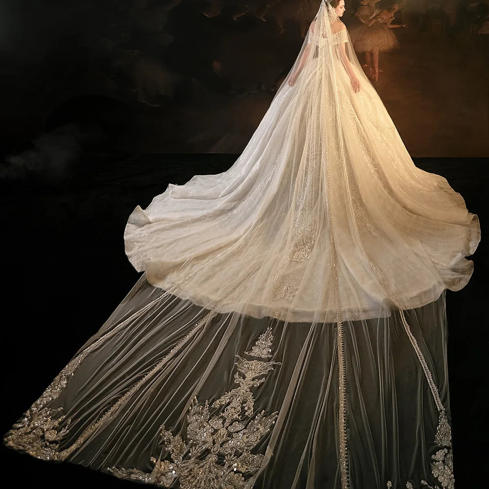 Elegant Princess Wedding Dress with Sequins & Beading - Sweetheart Neckline, Short Sleeves & Lace-Up Back | Perfect for Bridal Showers, Vow Renewals & Fairy Tale Weddings