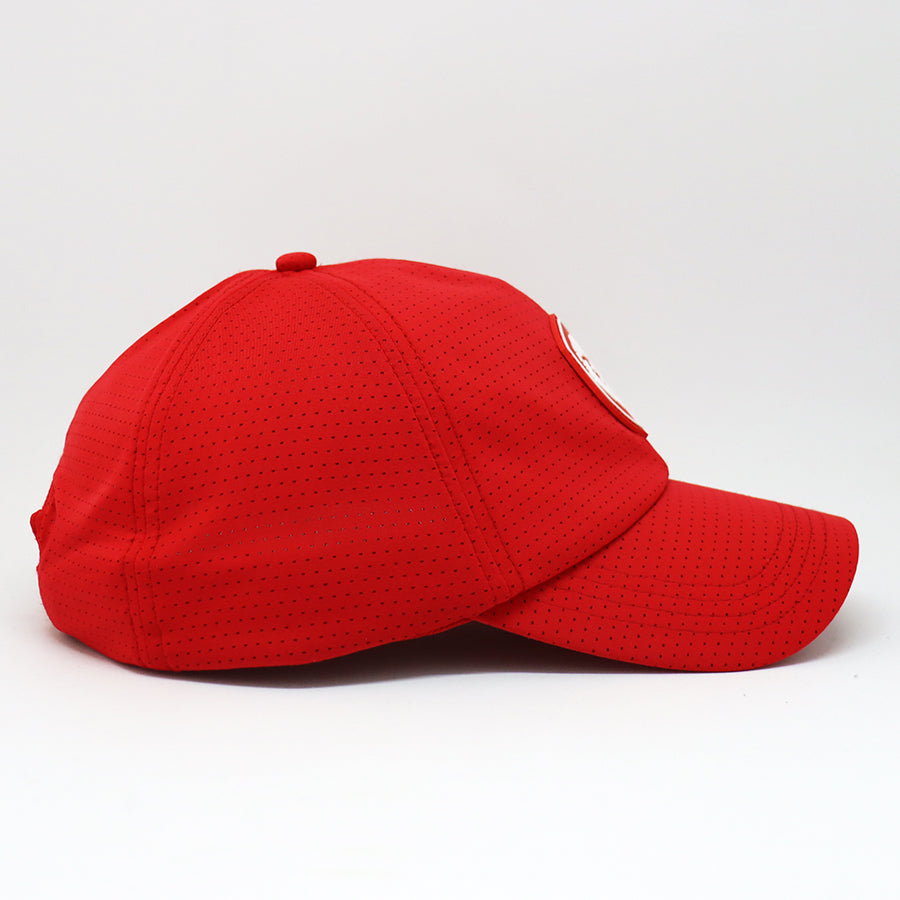 VT Shield Future Looks Bright Red Velcro Performance Perforated Hat - Breathable Adjustable Baseball Cap for Running, Golf & Outdoor Sports
