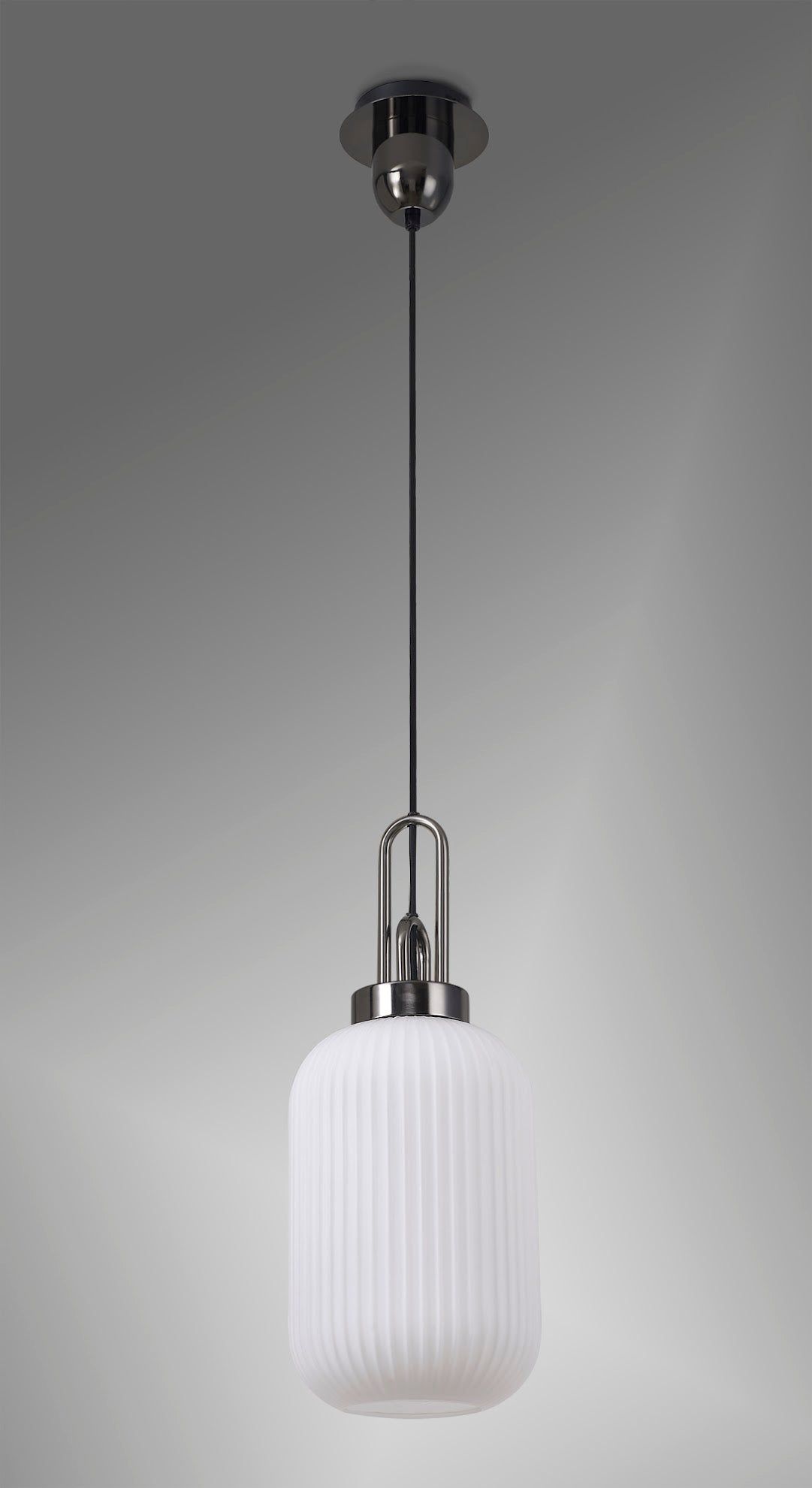 Stylish Cadiz 1-Light Pendant Light with 20cm Tubular Ribbed Glass Shade - E27 Socket, IP20 Rated, Multiple Color Options - Perfect for Kitchen Island, Dining Room, or Entryway Lighting