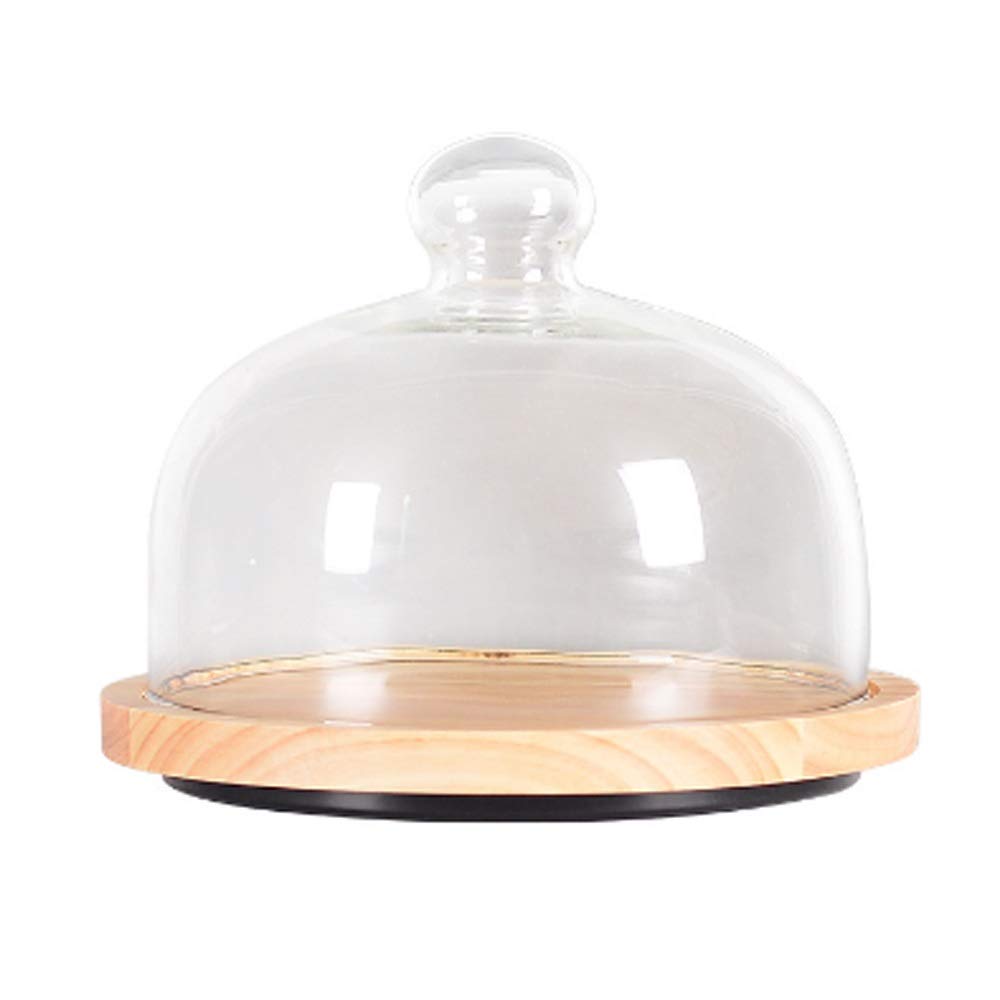 Rotating Cake Stand with Glass Cover - Wooden Birthday Dessert Display Tray for Bakery, Fruit Serving Plate, Household Kitchen Decor - Perfect for Wedding, Party, and DIY Cake Decorating