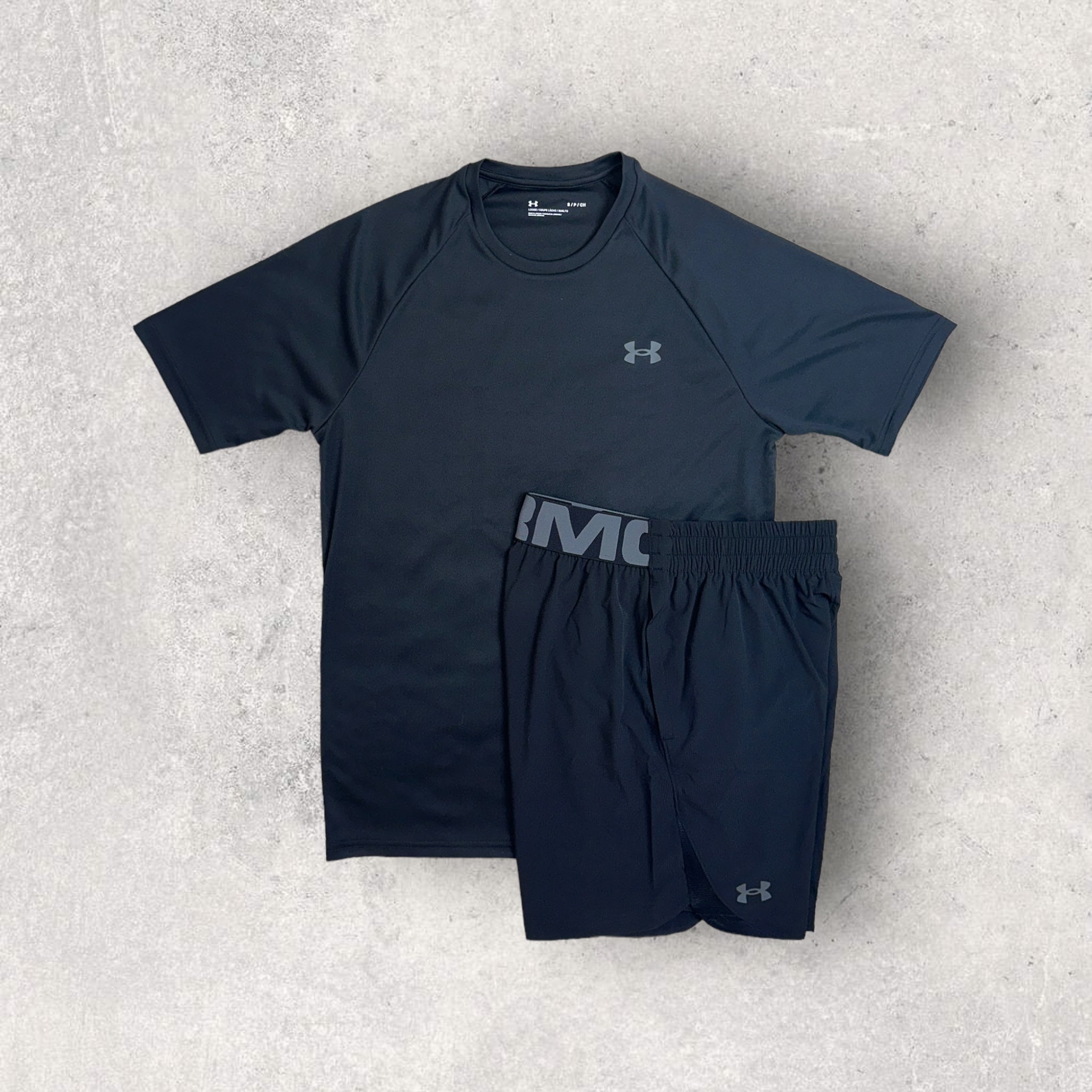 Under Armour Men's Performance T-Shirt & Shorts Set - Black | Moisture-Wicking & Breathable Workout Outfit for Gym, Running & Training