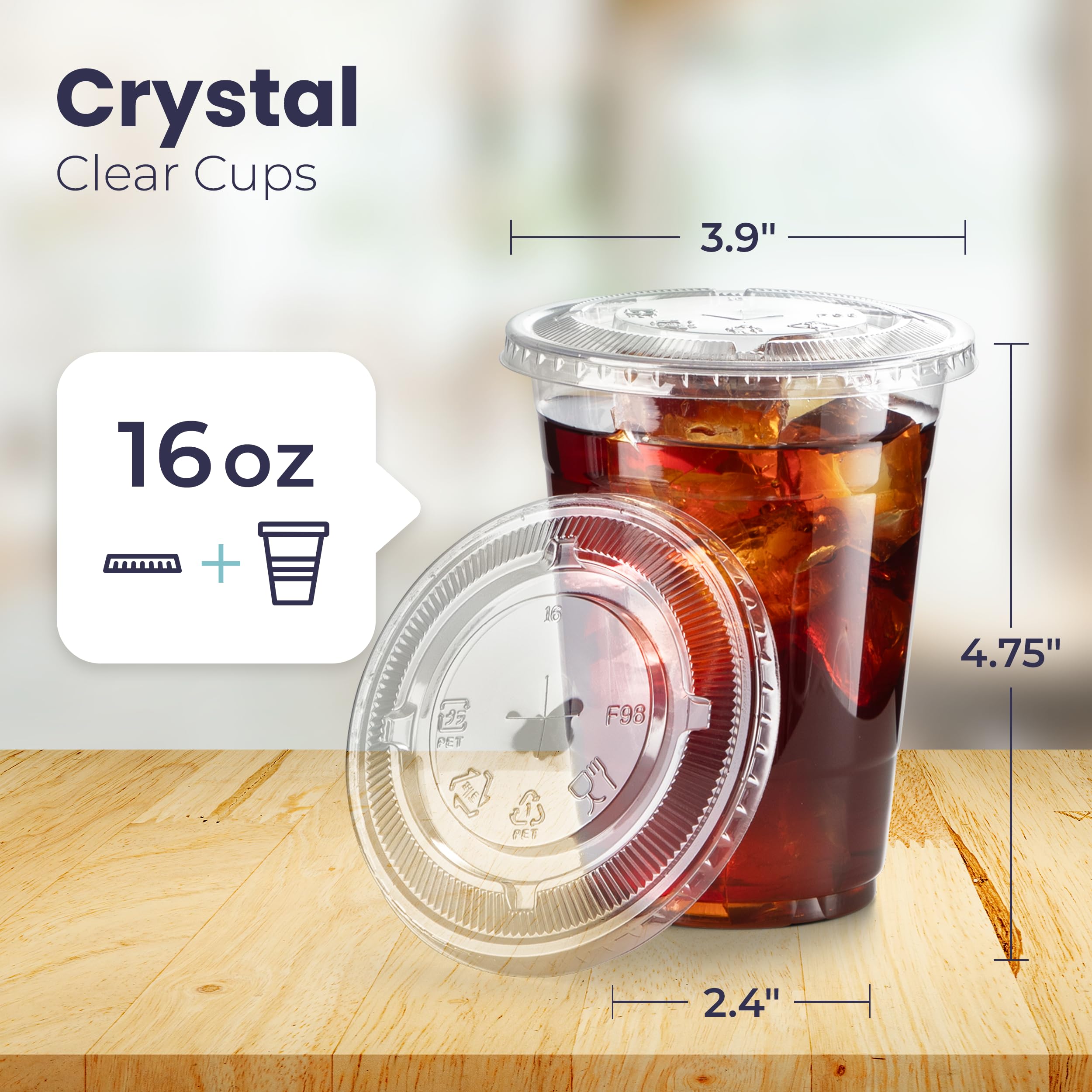 600 Pack 16oz Clear Plastic Cups with Lids - BPA Free Disposable Drink Cups for Smoothies, Iced Coffee, Juice & Milkshakes | Perfect for Parties, Lemonade Stands, Restaurants & Takeout | Durable Crystal Clear Meal Prep Containers