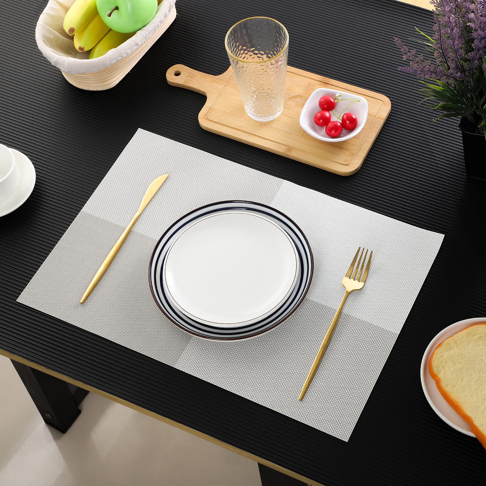 Premium Non-Slip Washable Placemats Set of 8 - Stylish Dining Table Mats for Indoor Use, Party & Holiday Decor - Perfect for Thanksgiving, Christmas, and Everyday Family Meals