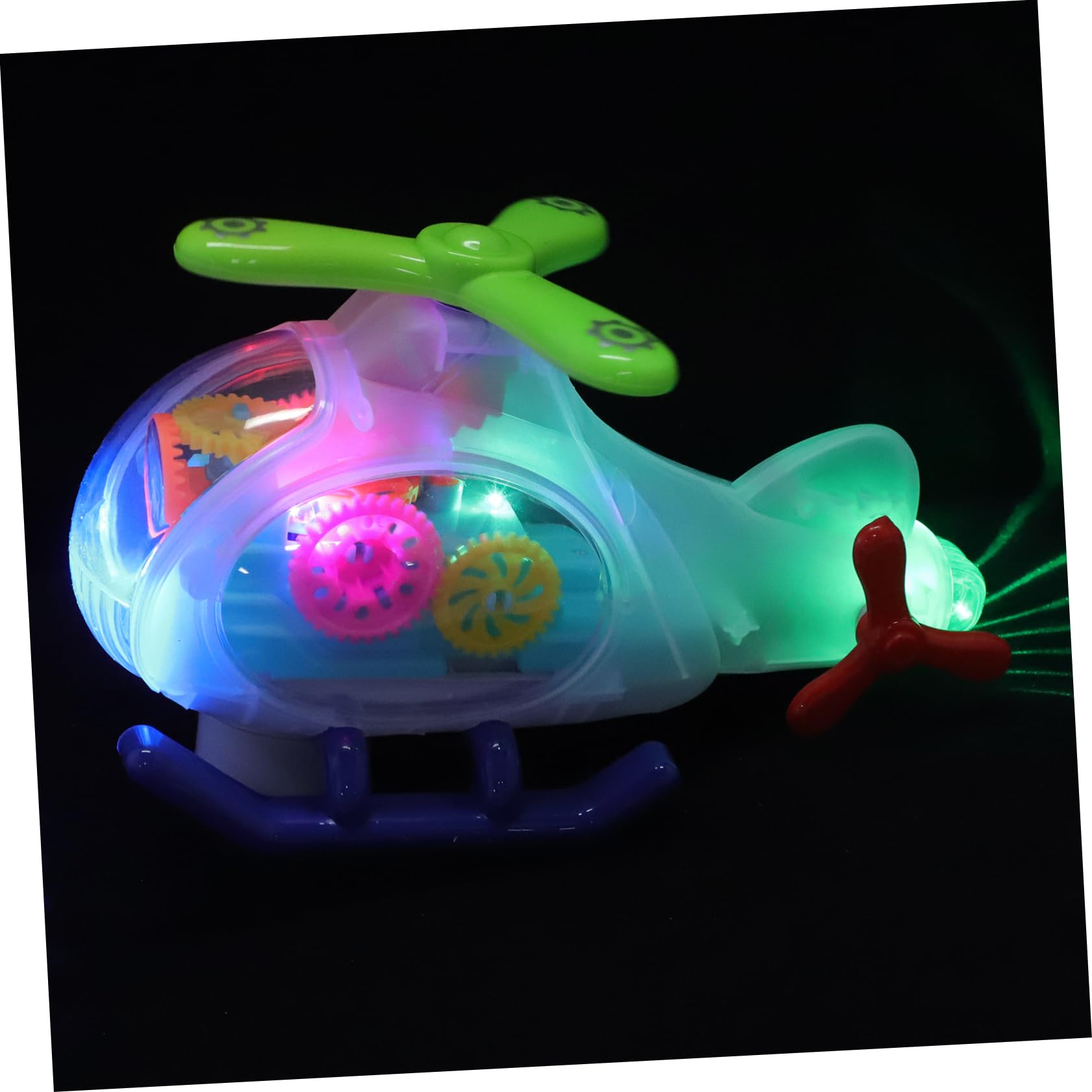 4-Piece Transparent Gear Plan Car Toys for Toddlers - Light Up Helicopter & Kids Toy Gift Set | Fun Learning & Pretend Play for Boys & Girls | Birthday Party Favors & Early Childhood Development