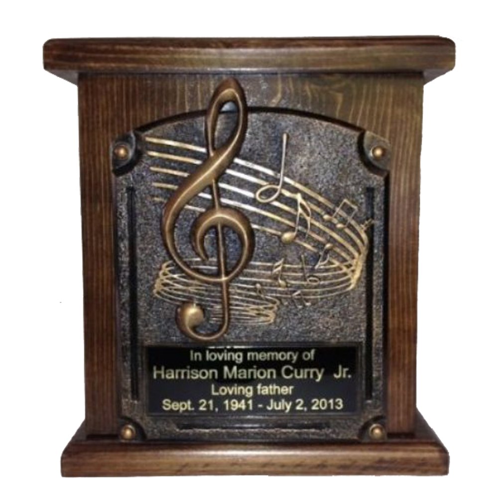 Personalized Wood Cremation Urn for Music Lovers - Handcrafted Memorial Urn with Custom Engraving - Perfect for Funeral Services, Memorial Displays & Honoring Loved Ones