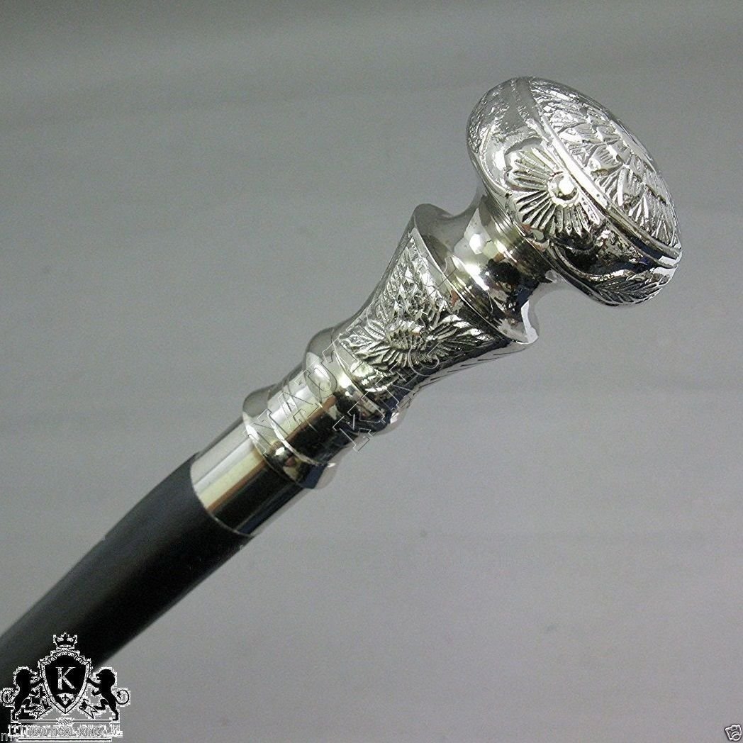 Vintage Antique Wooden Walking Cane with Silver Brass Handle - Classic Handcrafted Walking Stick for Men & Women - Perfect Gift for Elderly, Hikers & Collectors (Art201) | Ideal for Outdoor Walks, Hiking & Vintage Home Decor