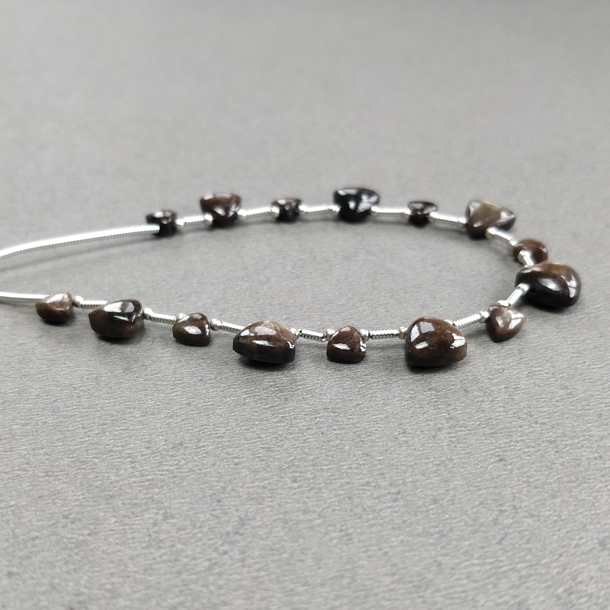 Natural Unheated Golden Brown Chocolate Sapphire Gemstone Cabochon Loose Beads - 27.00cts Triangle Plain Nuggets (5mm-9mm) for Jewelry Making, DIY Crafts & Healing Crystals