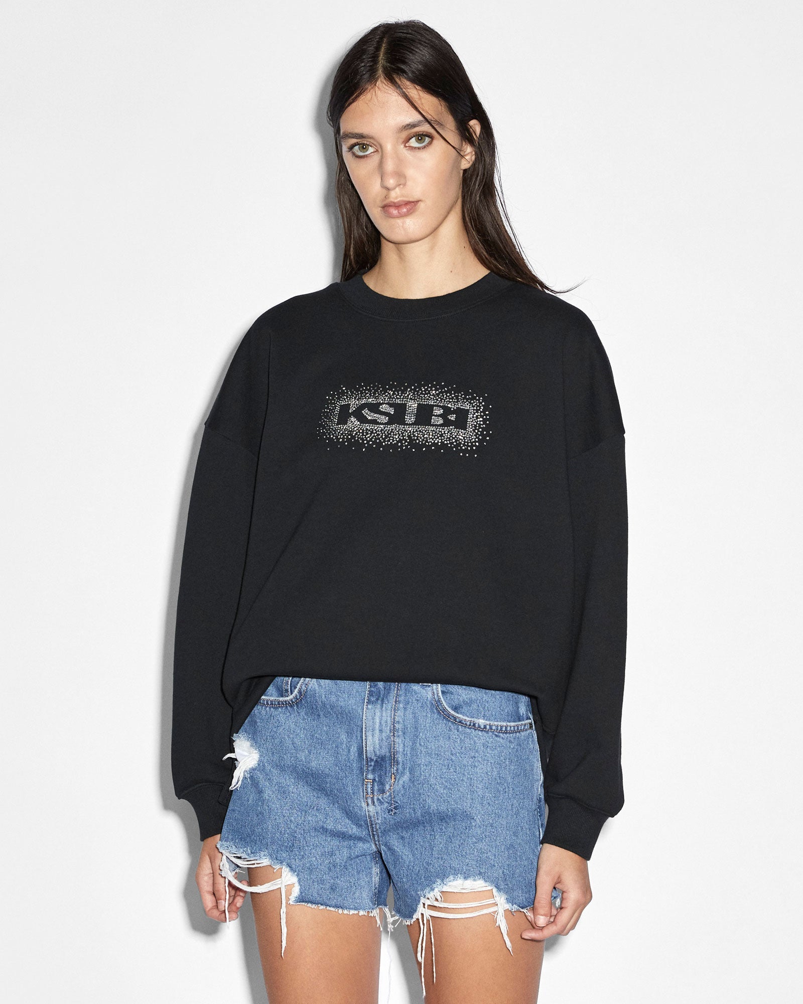 SOTT BURST Boxy Crew Neck Sweatshirt - Jet Black | Casual Streetwear for Men & Women | Perfect for Everyday Wear, Gym & Lounge