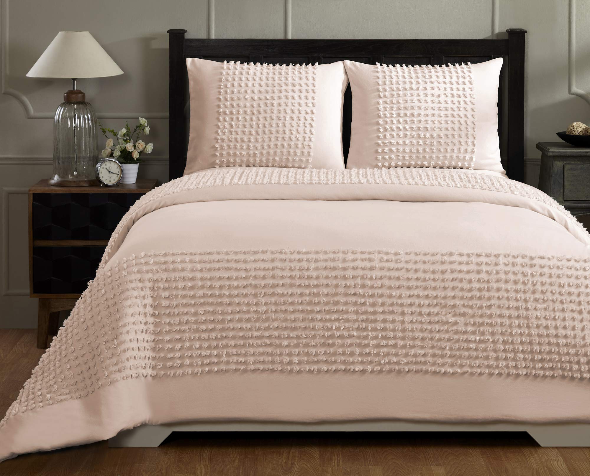 Better Trends 100% Cotton Comforter Set - Olivia Collection Twin Size Peach, Tufted Luxury Bedding, Ultra Soft & Machine Washable for Cozy Bedroom Decor