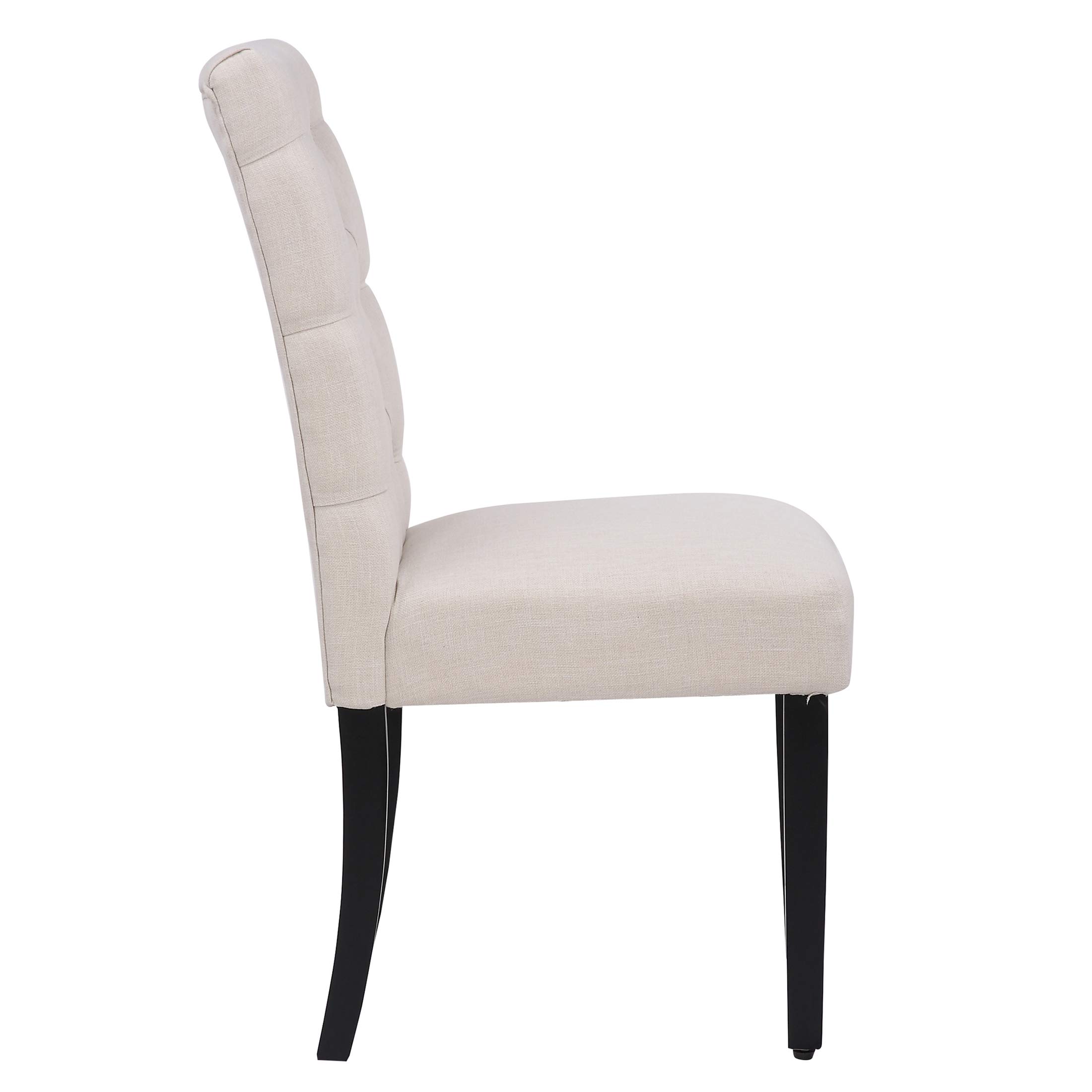 WestinTrends Hayes Tufted Dining Chairs - Linen Upholstered Kitchen & Dining Room Chairs with Solid Wood Legs, Beige - Perfect for Farmhouse, Modern & Traditional Home Decor