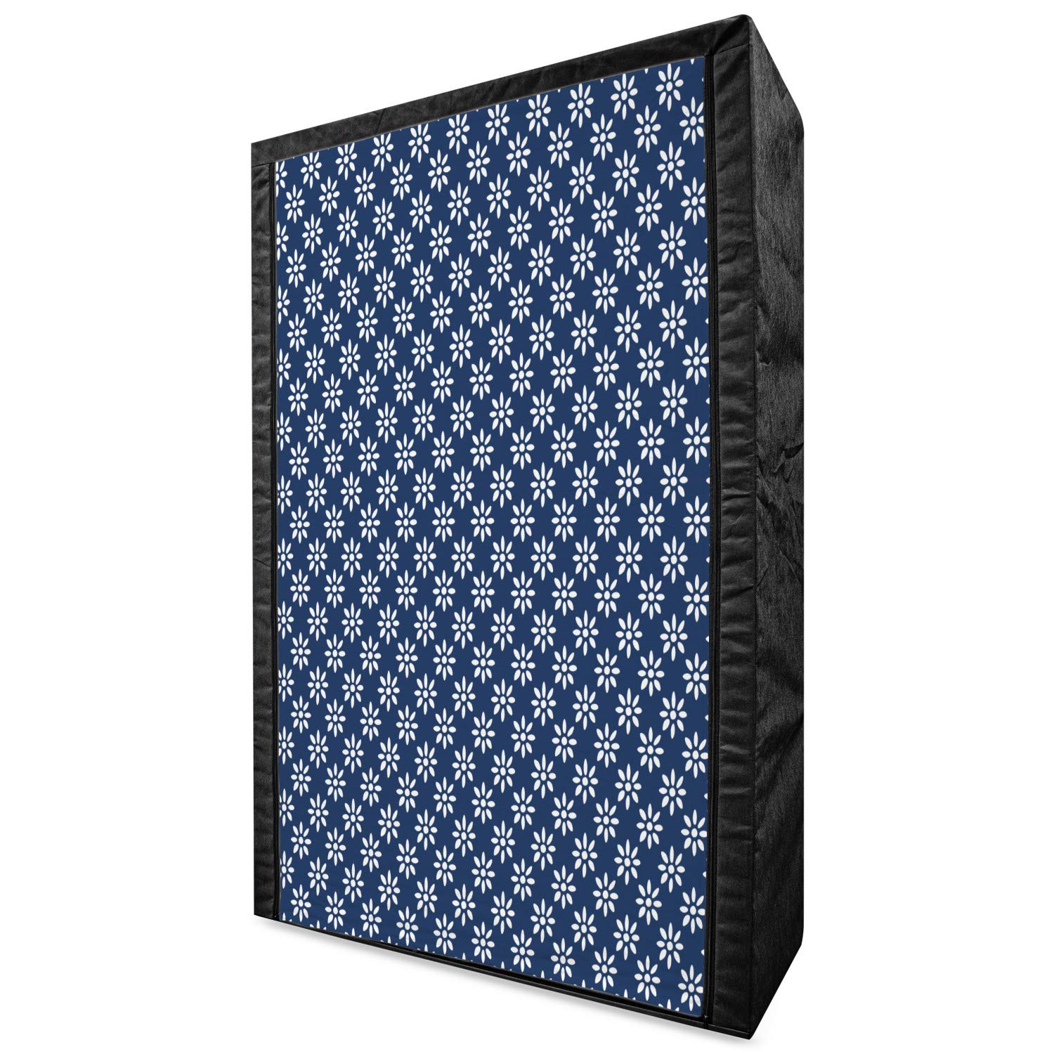 Ambesonne Indigo Portable Fabric Wardrobe with Greek Tile Inspired Floral Design - 42.5
