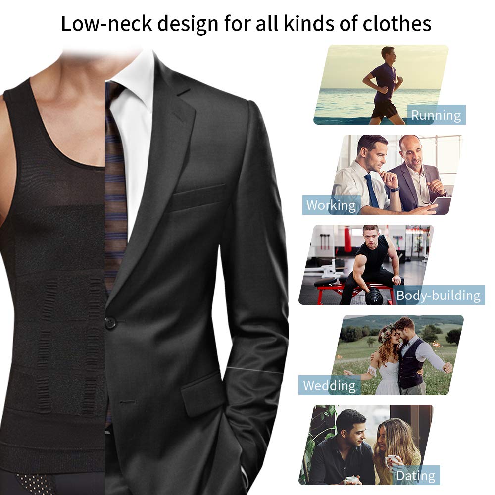 Men's Slimming Compression Shirts with Zipper - Body Shaper Shapewear for Workout, Gym & Everyday Wear