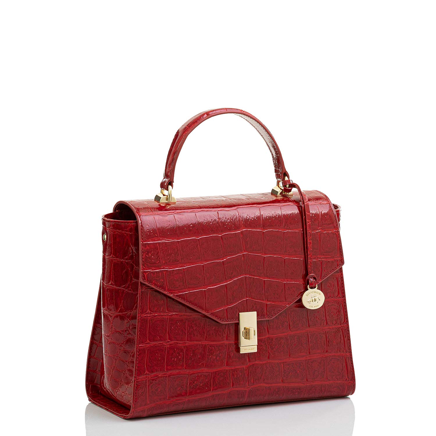 BRAHMIN Ingrid Ember Red Veil Satchel Handbag for Women - Stylish Leather Crossbody Purse with Adjustable Strap, Perfect for Work, Travel & Everyday Use