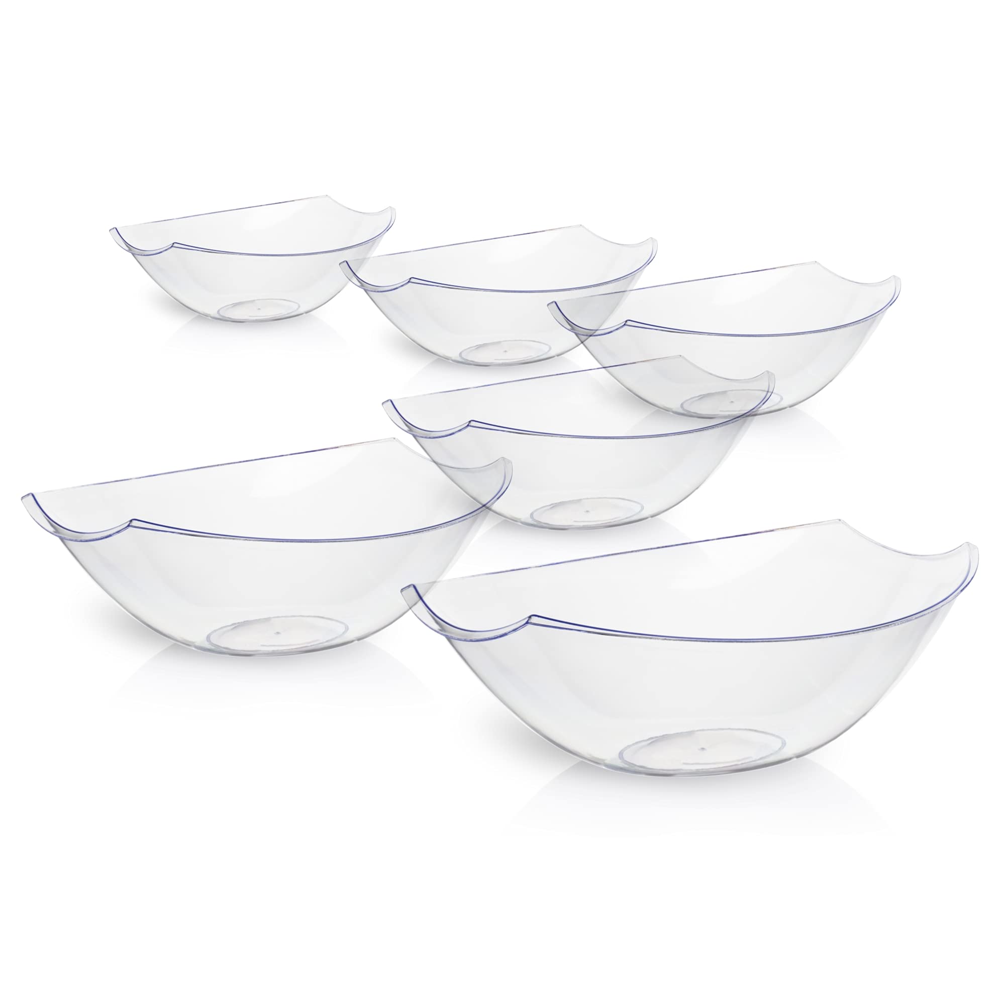 8-Pack 32oz Clear Disposable Plastic Serving Bowls - Oval Party Bowls for Salad, Candy, Chips & Buffet | Perfect for Parties, Events, Catering & Outdoor Gatherings