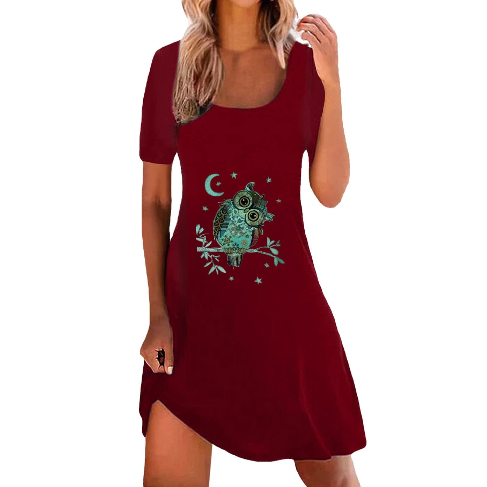 Plus Size Women's Summer Dresses - Animal Print Casual Short Sleeve Round Neck Dress for Women | Beach Wear, Party Outfits & Everyday Fashion