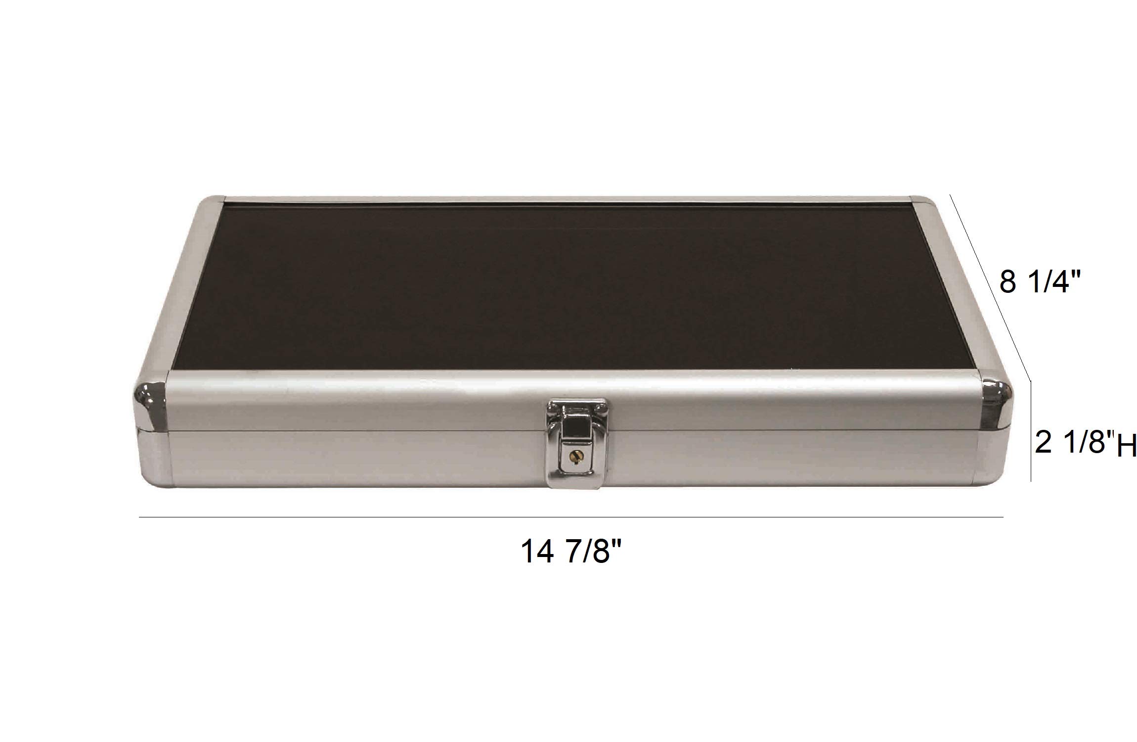 888 Display USA - Silver Aluminum Jewelry Display Case with Glass Top & Lock - Secure Storage for Rings, Necklaces & Watches - Perfect for Jewelry Stores, Boutiques & Home Collections