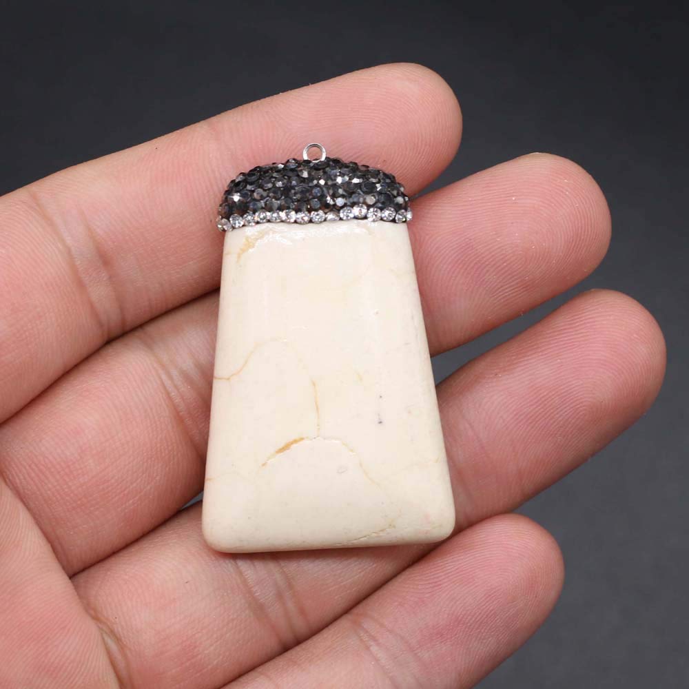 Wholesale Natural Gemstone Pendants - Rectangle Turquoise Quartz Crystal Healing Charms for Jewelry Making (3 PCS Mix Colors) | DIY Necklace, Bracelet & Chakra Reiki Jewelry Crafting
