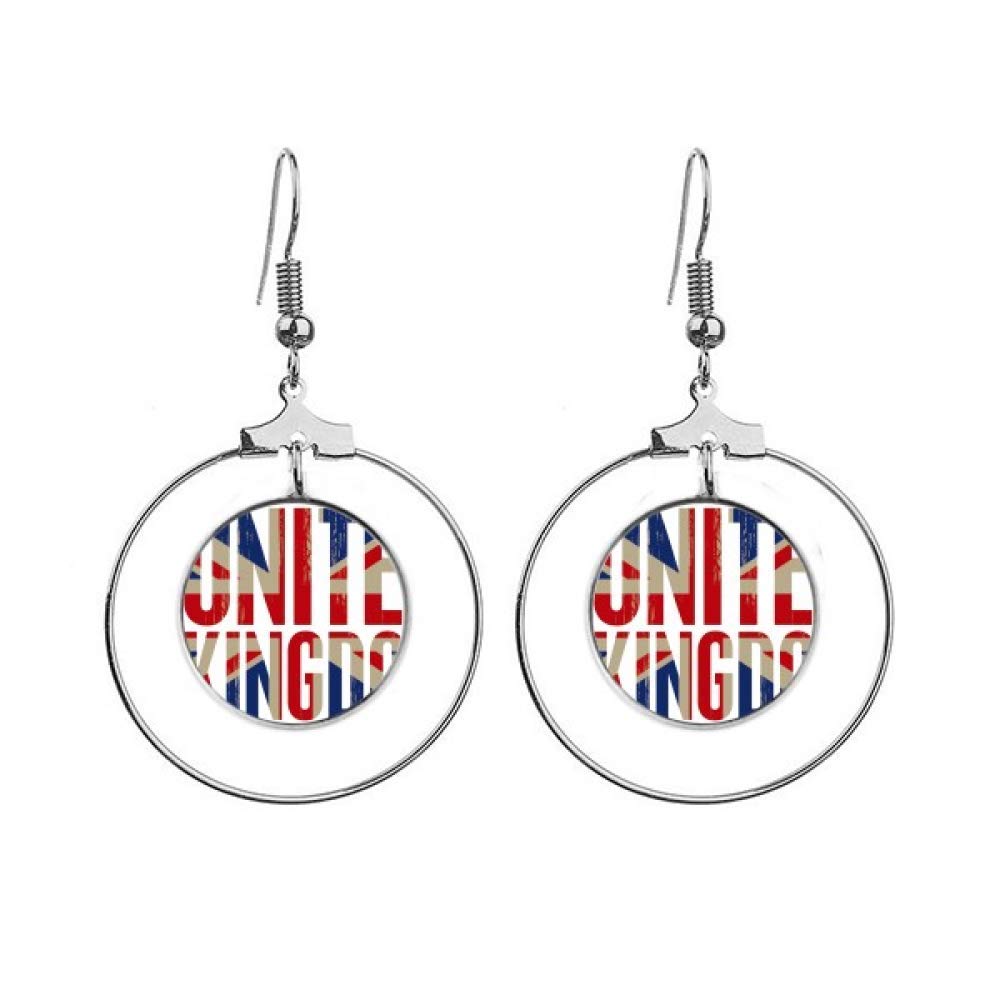British UK Flag Big Ben Union Jack Dangle Hoop Earrings - Drop Circle Jewelry for Women, Patriotic Fashion Accessory for St. Patrick's Day & National Celebrations