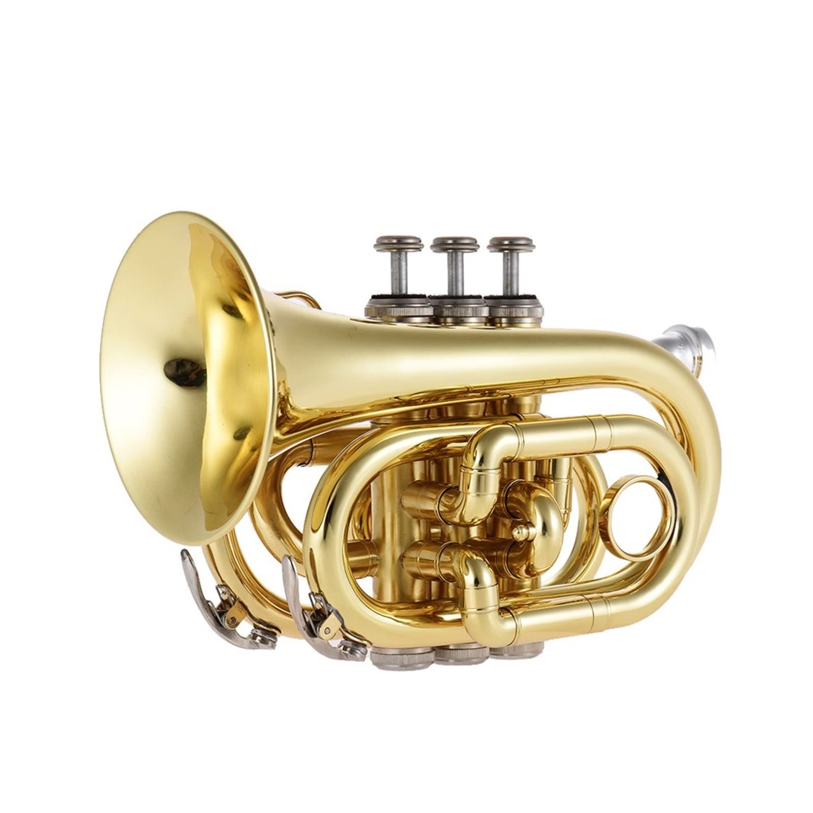 Professional Brass Pocket Trumpet with Mouthpiece, Cleaning Brush, Grease & Hard Case - Perfect for Beginners, Students & Travel Musicians - Ideal for Practice, Performances & Outdoor Events