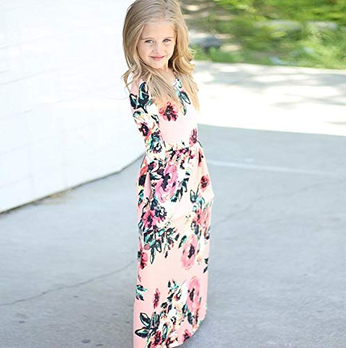 Floral Maxi Dress for Girls - Short Sleeve Summer Dress with Pockets | Flower Printed Long Dress for Beach Vacation, Holiday Party & Outdoor Activities