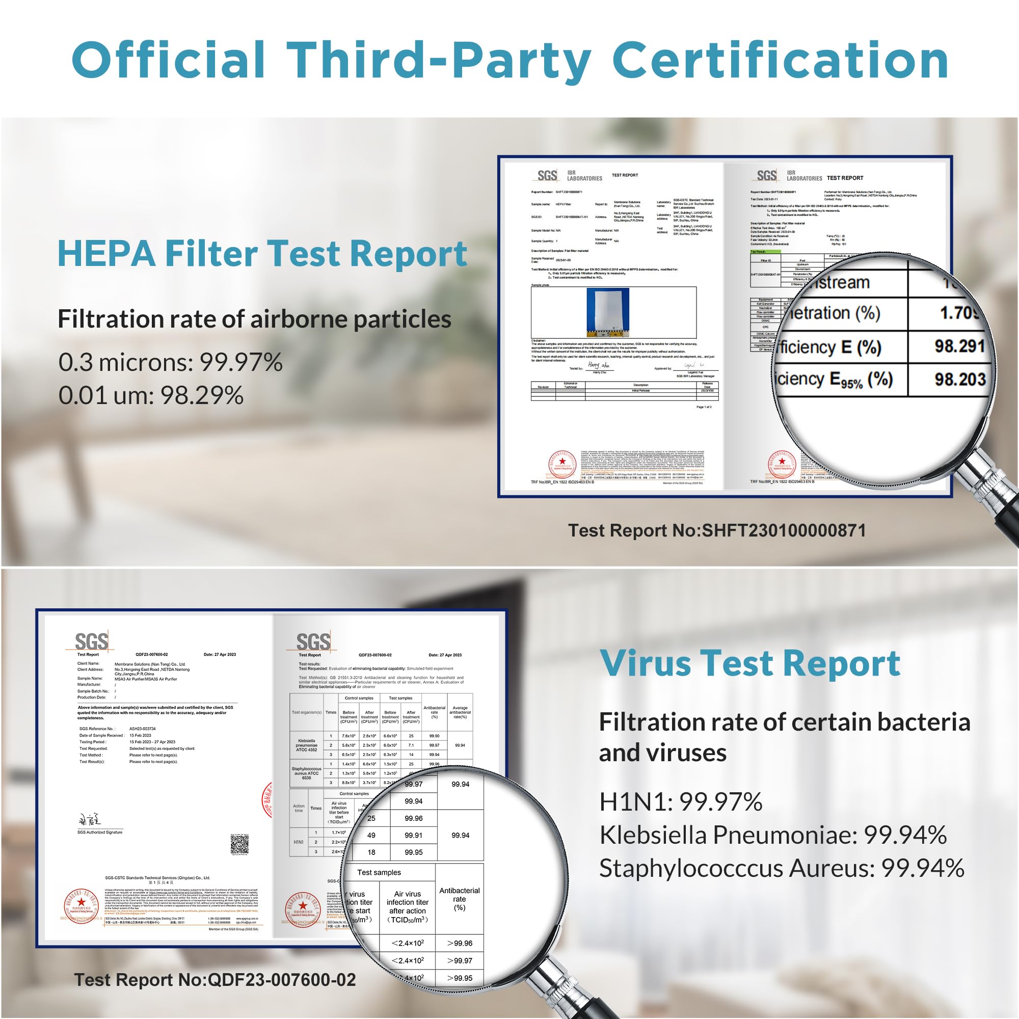 MSA3 HEPA Air Purifier with Extra Replacement Filter - Quiet & Efficient for Home, Office, Nursery | Removes Dust, Pollen, Pet Dander & Allergens