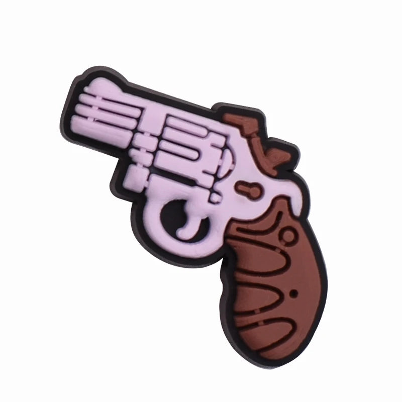 Pink Gun Shoe Charms for Crocs - Fun Accessories for Kids & Adults - Perfect for Crocs Sandals, Clogs, Jeans & Shoe Decorations - Great for School, Parties & Everyday Fashion