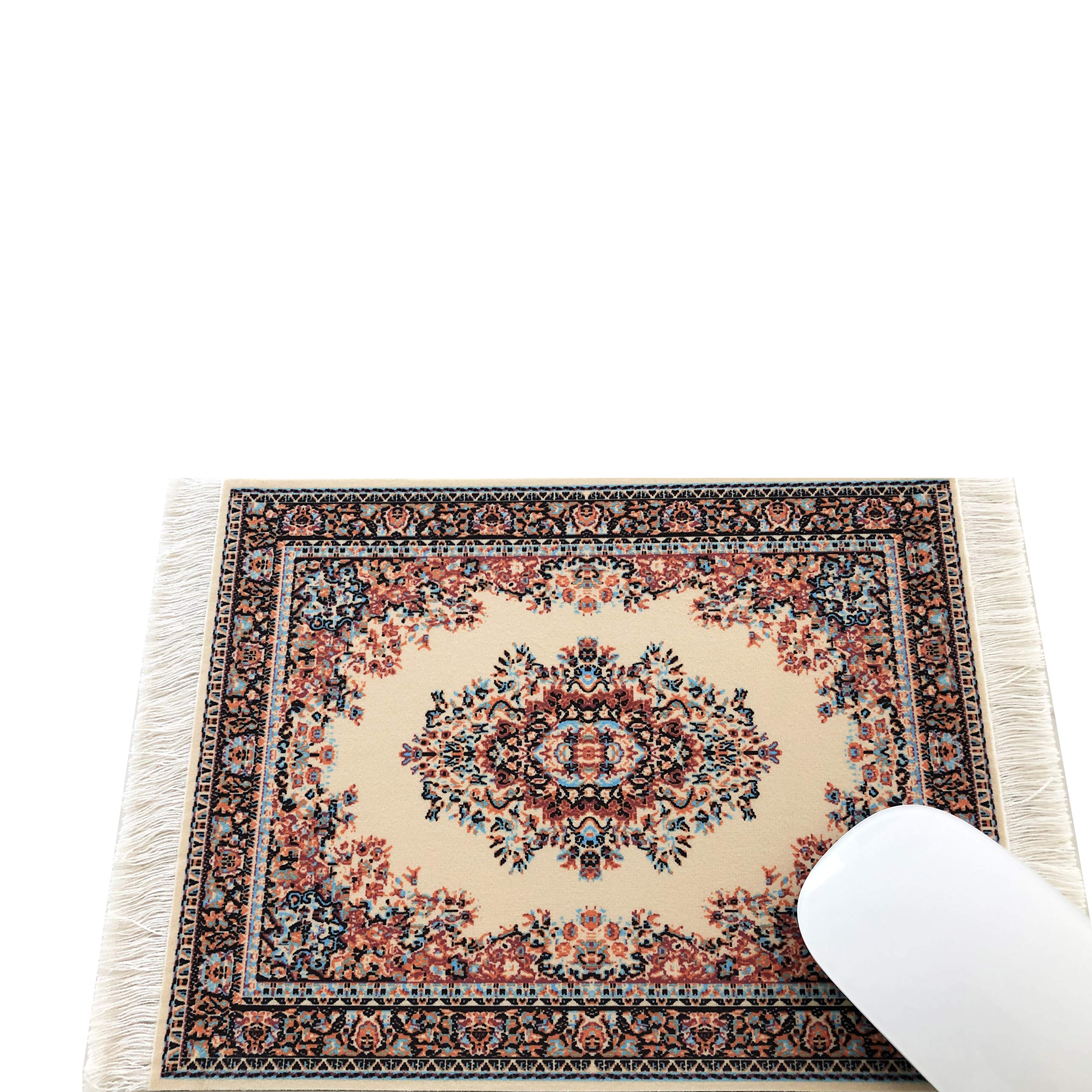 Set of 2 Oriental Style Rug Mouse Pads for Computer Desk - Non-Slip Carpet Mouse Mat for Office & Gaming, Perfect for Home & Workspace Decor