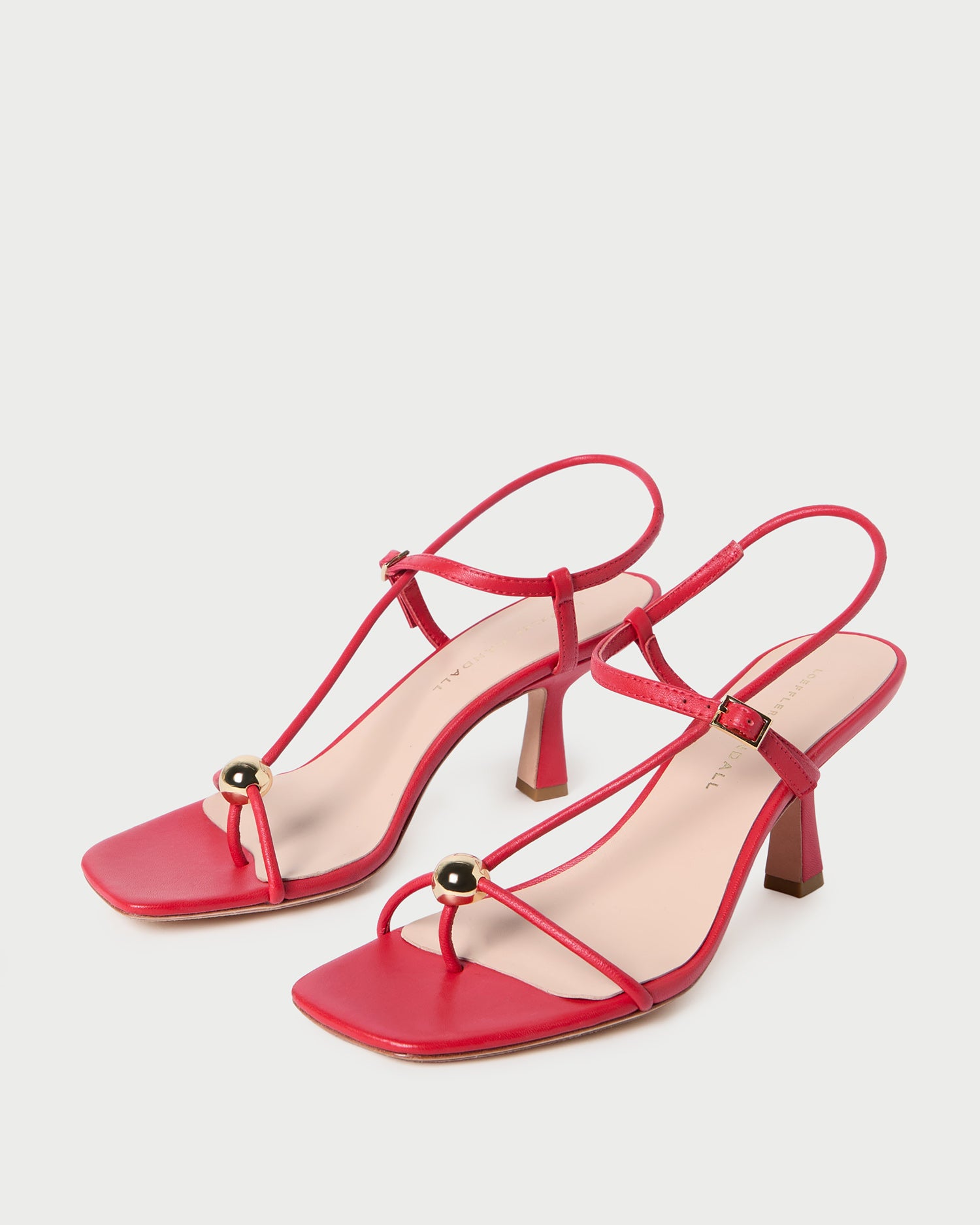 Triana Red Leather Mid Heel Sandals for Women - Comfortable Block Heel Dress Sandals - Perfect for Weddings, Parties & Summer Outfits