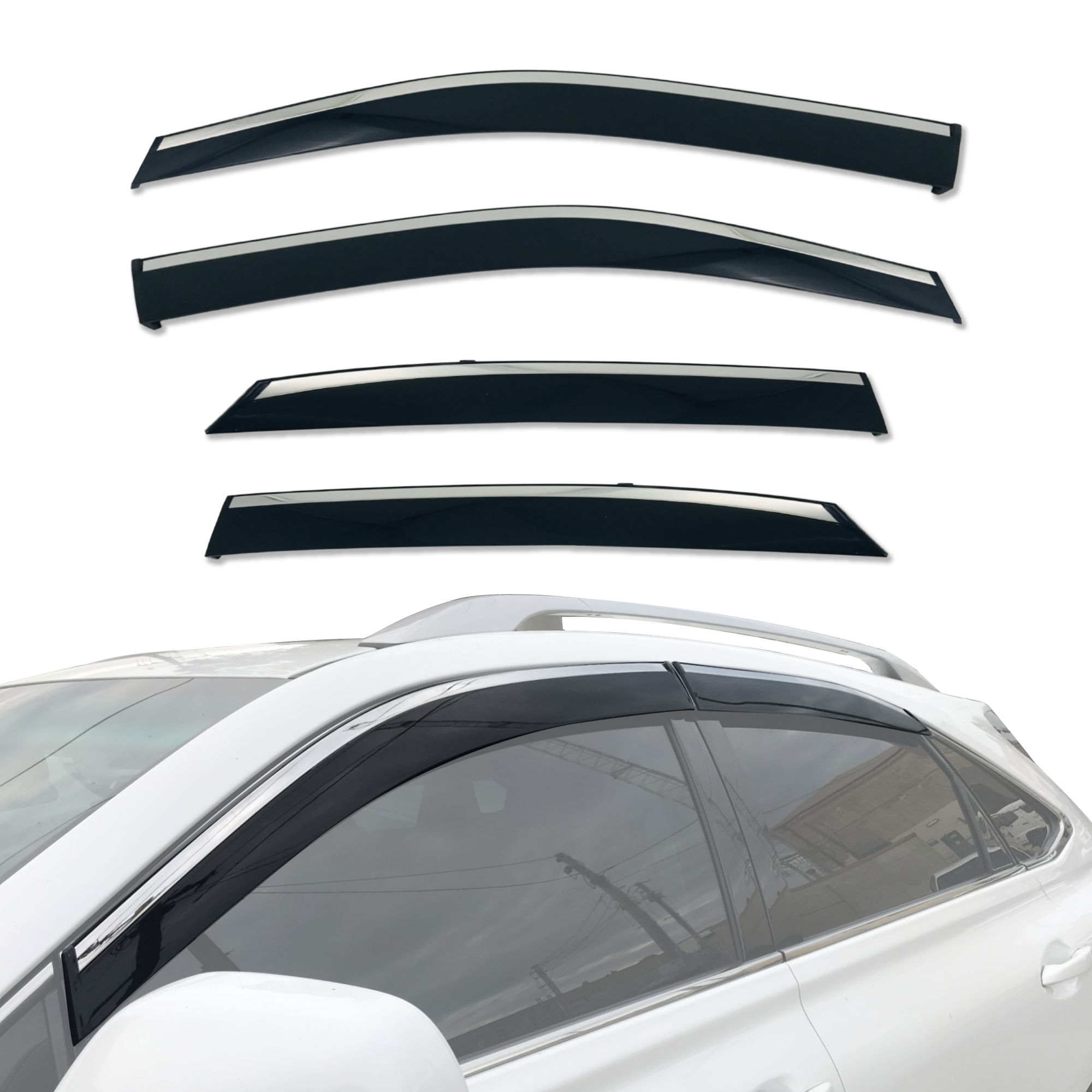 Premium Stainless Steel Window Deflectors for Lexus RX270 RX350 RX450H (2009-2015 Models) - Rain & Wind Protection, Enhanced Ventilation for All-Weather Driving