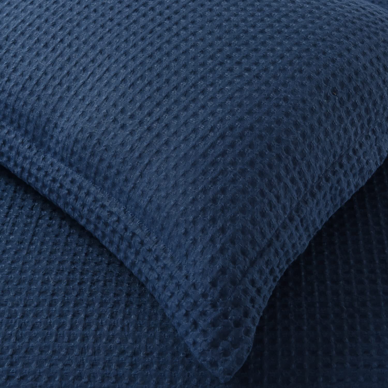 Chezmoi Collection Wilmer 3-Piece Waffle Weave Comforter Set - Ultra Soft & Breathable All-Season Bedding for Queen Size Bed, Navy Blue | Perfect for Master Bedroom, Guest Room & Cozy Home Decor