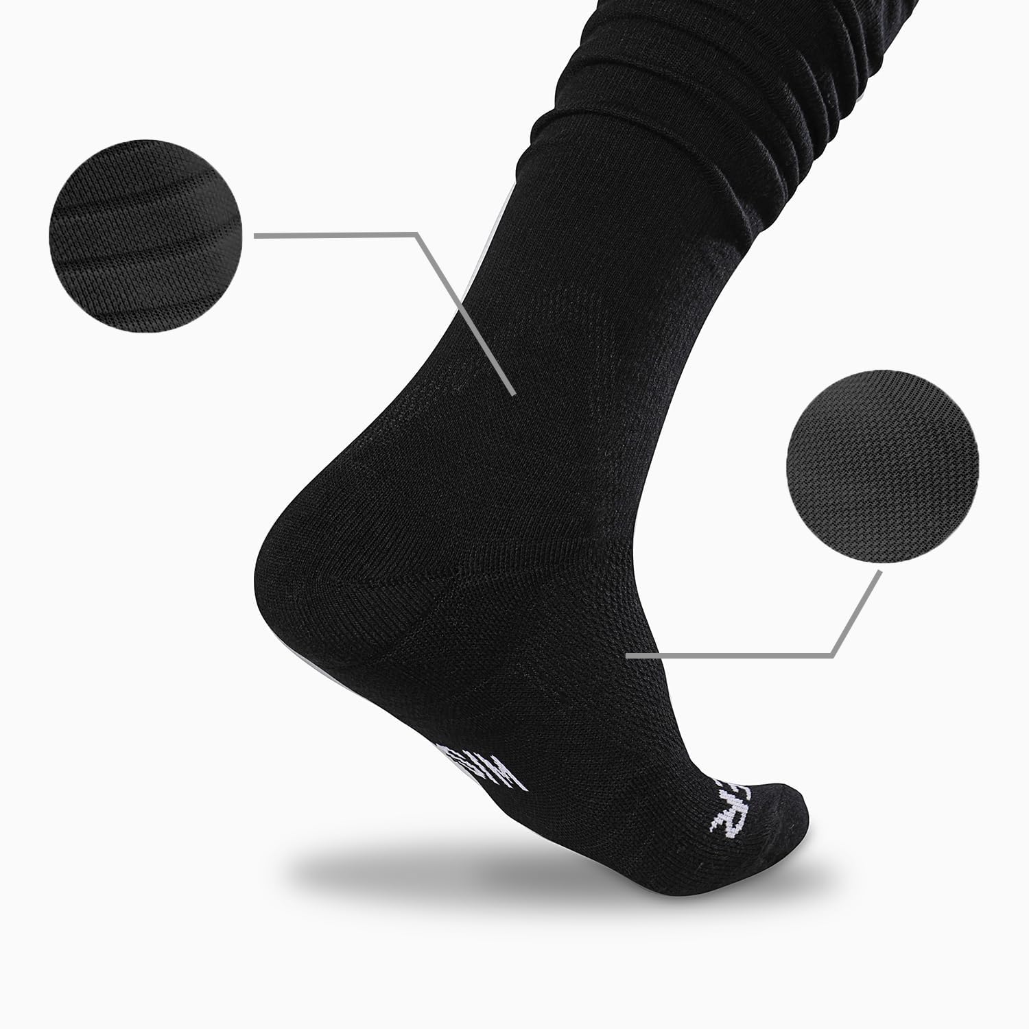 WANDER Football Crew Socks for Men - Extra Long Athletic Socks 2 Pack, Cotton Ankle Support Padded Sports Socks for Youth & Adults (Sizes 6-9/10-13) - Perfect for Soccer, Running & Gym Workouts