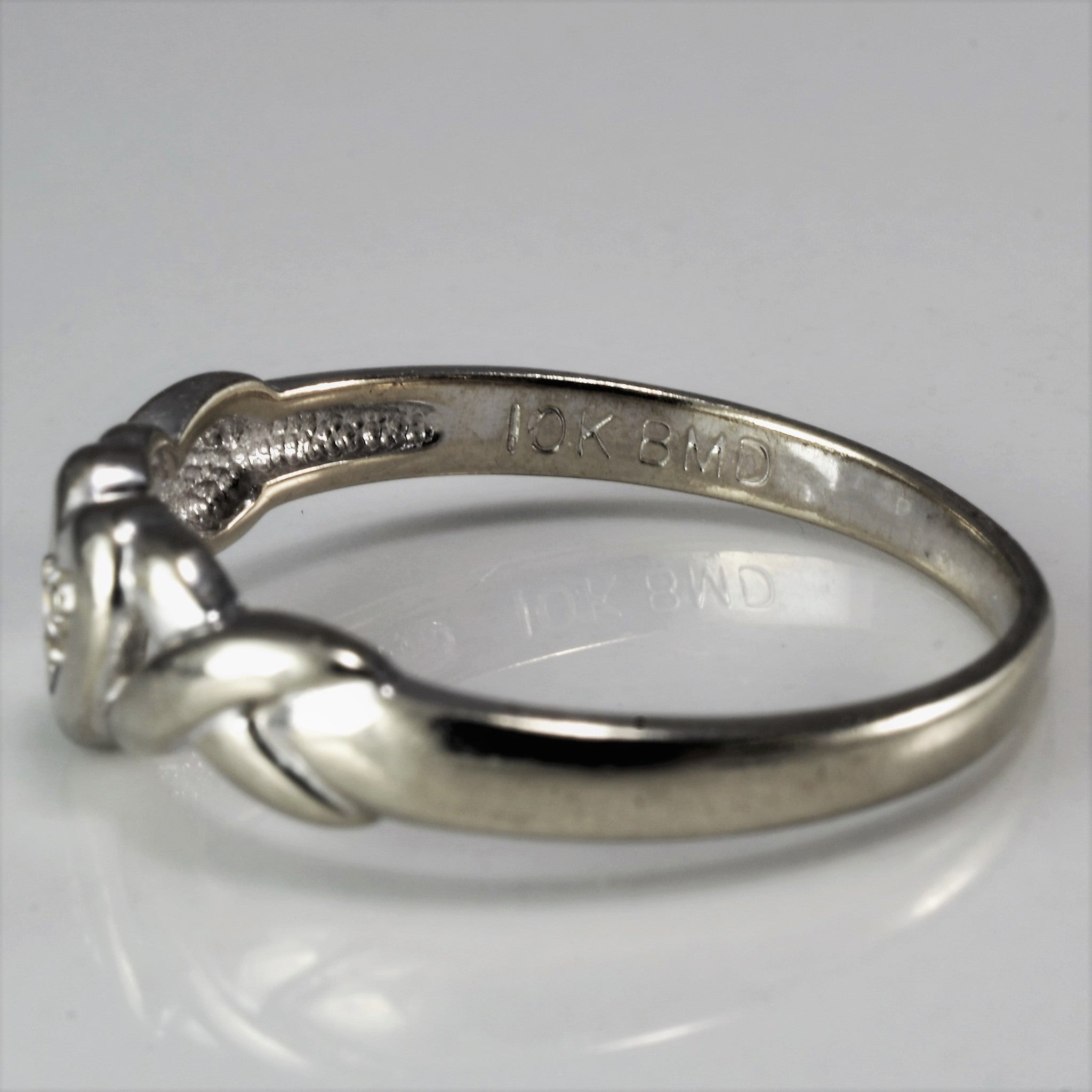 0.01 ct Love Knot Diamond Heart Ring - Size 6 | Sterling Silver Promise Ring for Women | Perfect Gift for Anniversary, Valentine's Day & Engagement