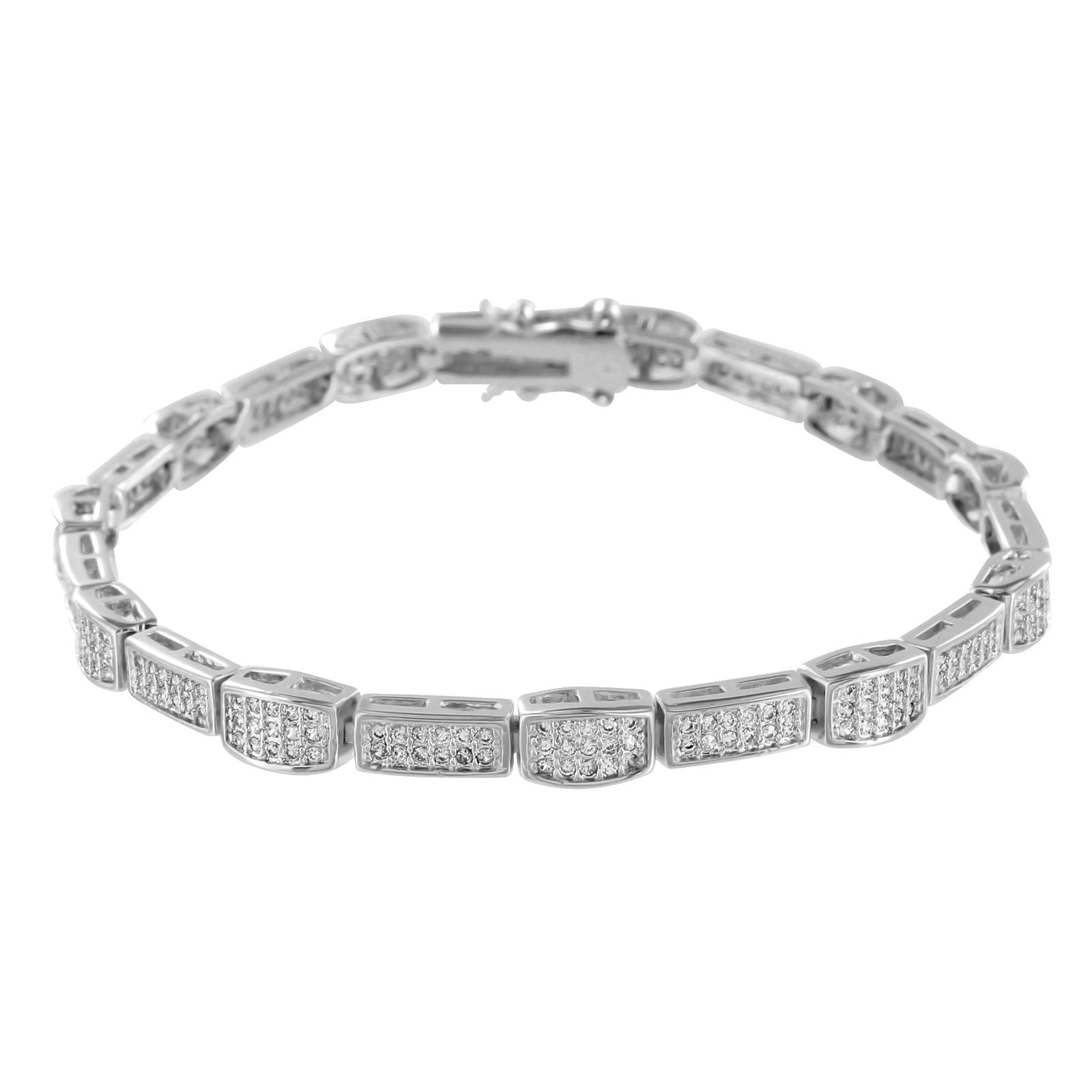 14K White Gold Plated Lab Diamond Bracelet for Women - Elegant Micro Pave Wedding, Anniversary & Evening Wear Jewelry