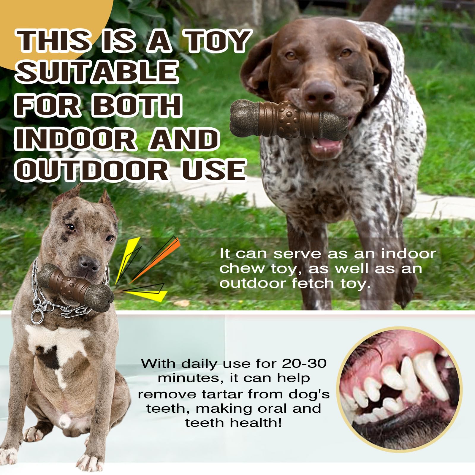 Durable Brown Dog Chew Toys for Aggressive Chewers - Tough & Interactive Squeaky Toys for Medium & Large Dogs - Teeth Cleaning Chew Toys for Playtime & Training