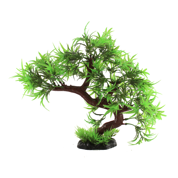 Green Spiked Leaf Bonsai Tree Plastic Aquarium Plant - Fish Tank Decor for Betta, Goldfish & Tropical Fish - Perfect for Aquascaping & Natural Habitat Setup