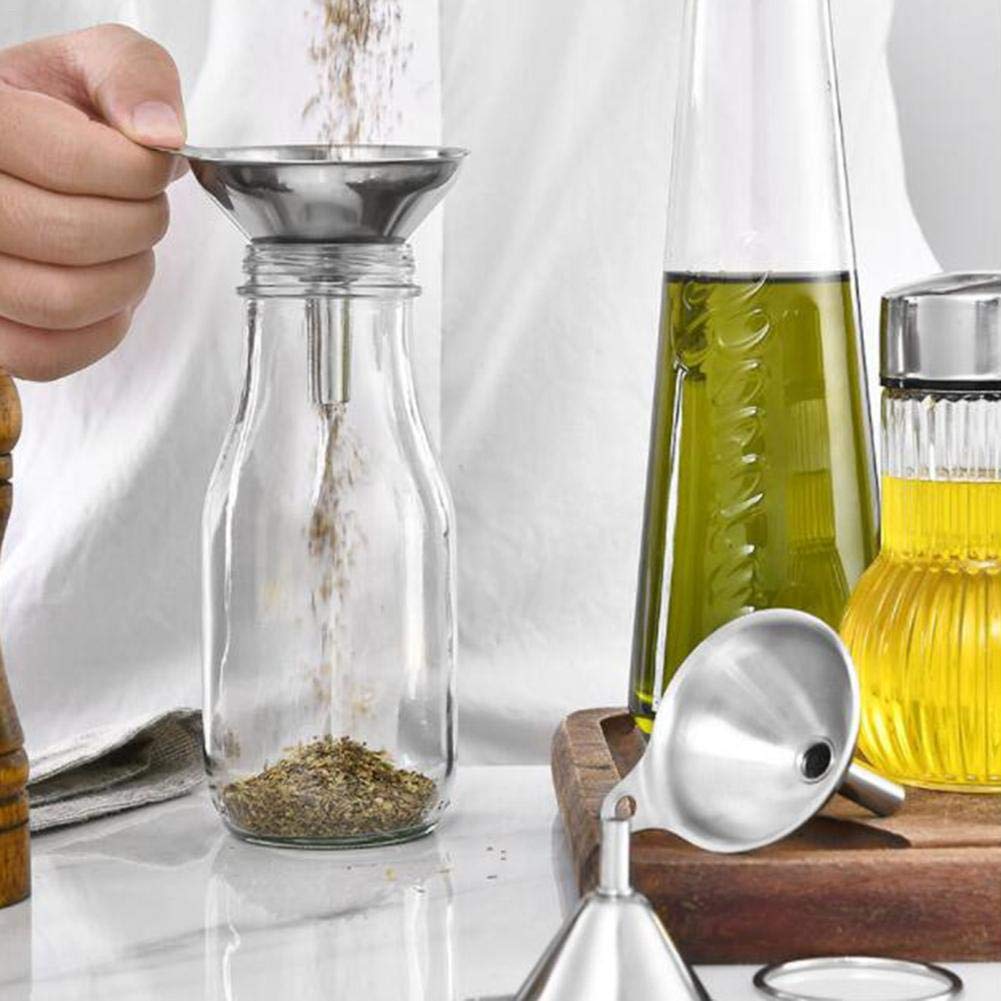 3-in-1 Stainless Steel Kitchen Funnel Set - Small Metal Funnels for Filling Bottles, Transferring Essential Oils, Liquids, Spices & Dry Ingredients | Durable, Dishwasher Safe | Perfect for Cooking, Baking, DIY Beauty & Home Organization
