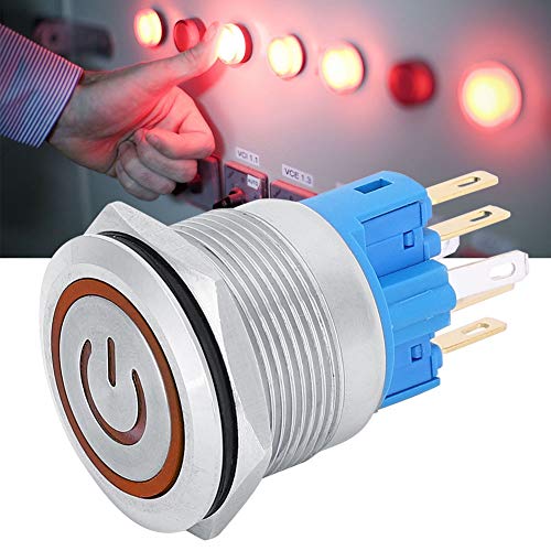 Easy to Install Metal Push Button Switch - Delicate Orange Design, DC 12-24V Circuit Control Switch | Perfect for Industrial Control Panels, DIY Electronics & Home Automation Systems