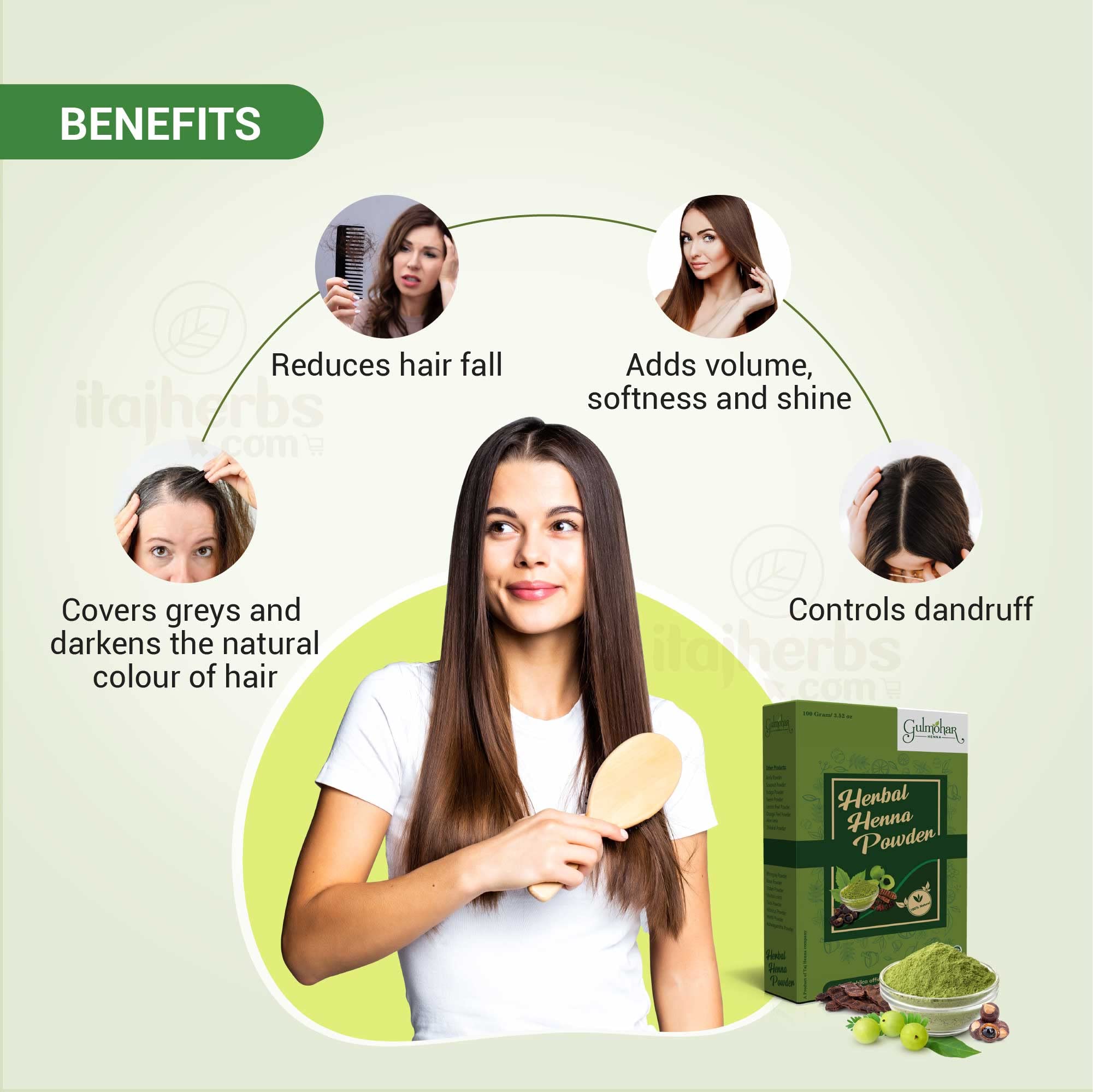 Gulmohar 100% Organic Herbal Henna Powder for Natural Hair Color & Conditioning - 100g | Chemical-Free Gray Coverage & Hair Treatment for Women & Men | Perfect for At-Home Hair Dyeing & Ayurvedic Care