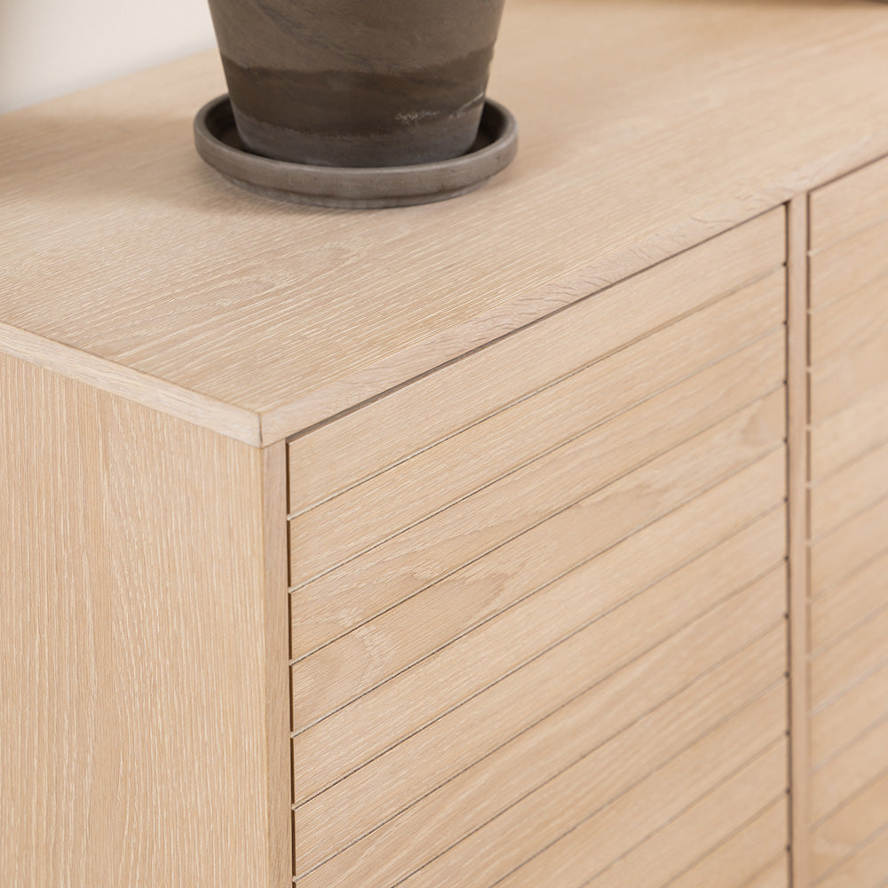 LINLEY 180cm Oak Sideboard Buffet Cabinet - Modern Dining Room Storage, Kitchen Buffet, and Entryway Organizer