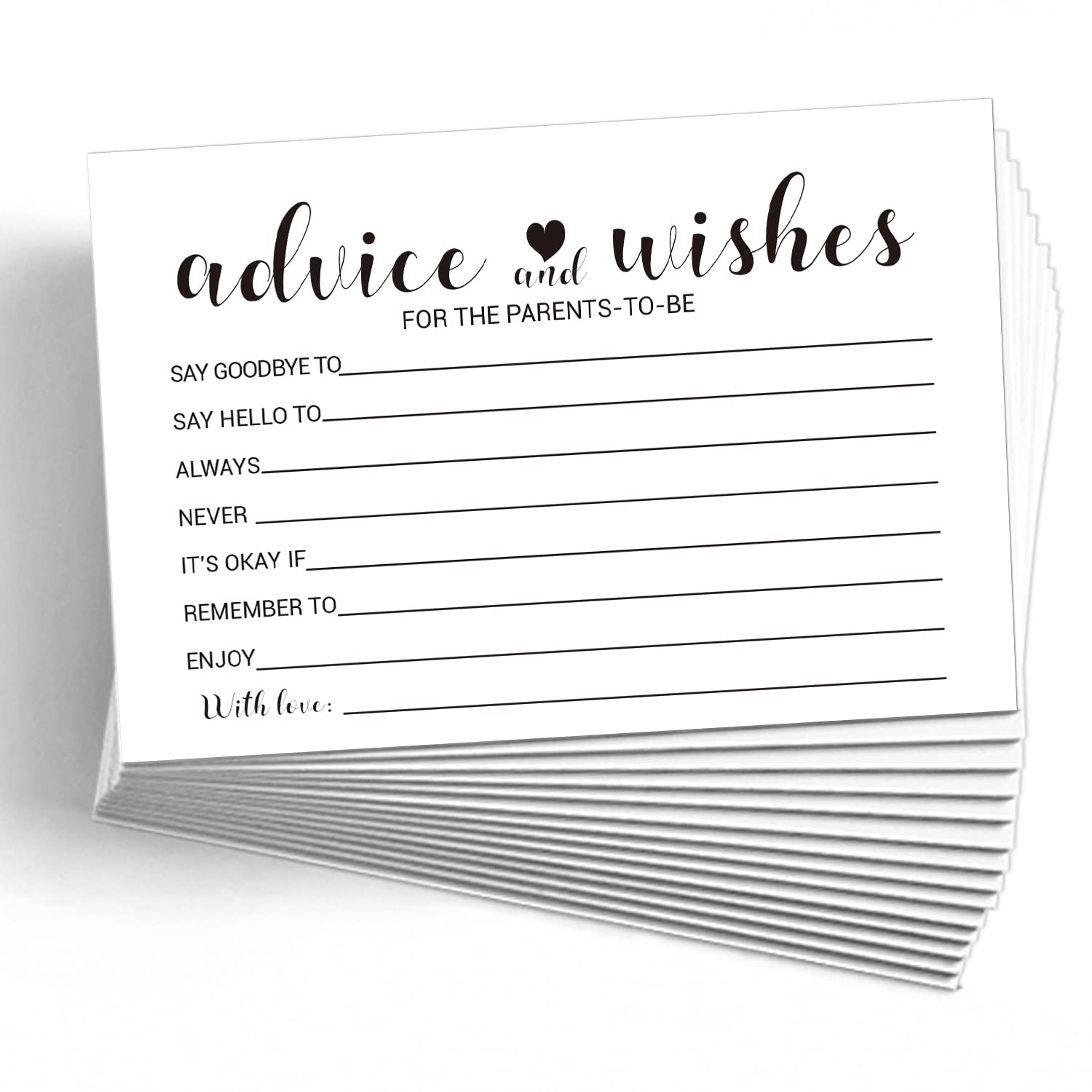 KRUCVOJO 50 Baby Shower Advice & Wishes Cards - 4x6 Inch Gender Neutral Greeting Cards for New Parents, Perfect for Baby Shower Games, Guestbook Alternative & Keepsake Memory Book