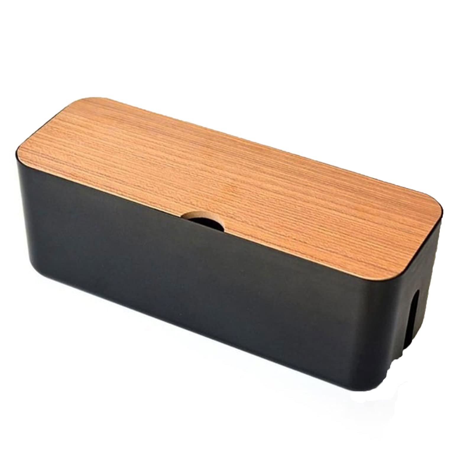 Black Cable Storage Box - Power Strip Organizer with Dustproof Cover for Chargers, Sockets & Network Wires - Perfect for Home, Office & Travel Use