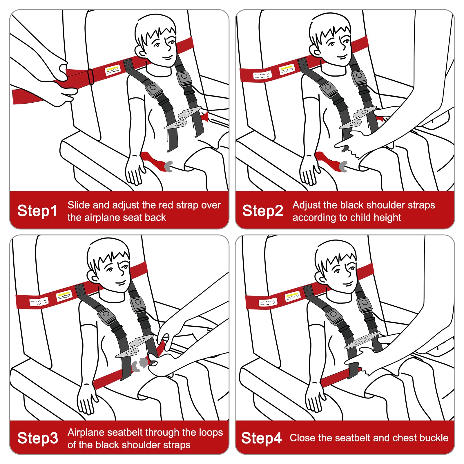 Child Airplane Safety Travel Harness - FAA Approved Baby Flight Restraint System for Toddlers 1-4 Years | Secure In-Flight Seat Belt for Kids | Perfect for Family Vacations & Long Flights