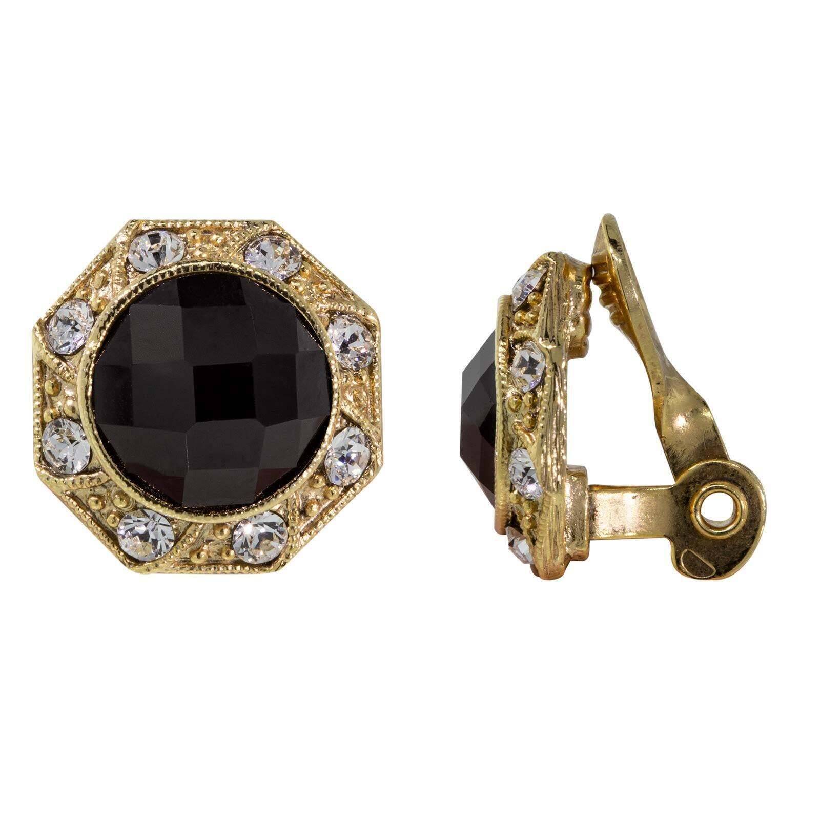1928 Art Deco Style Crystal Round Button Clip-On Earrings for Women - Vintage Inspired Jewelry for Parties, Weddings & Special Occasions