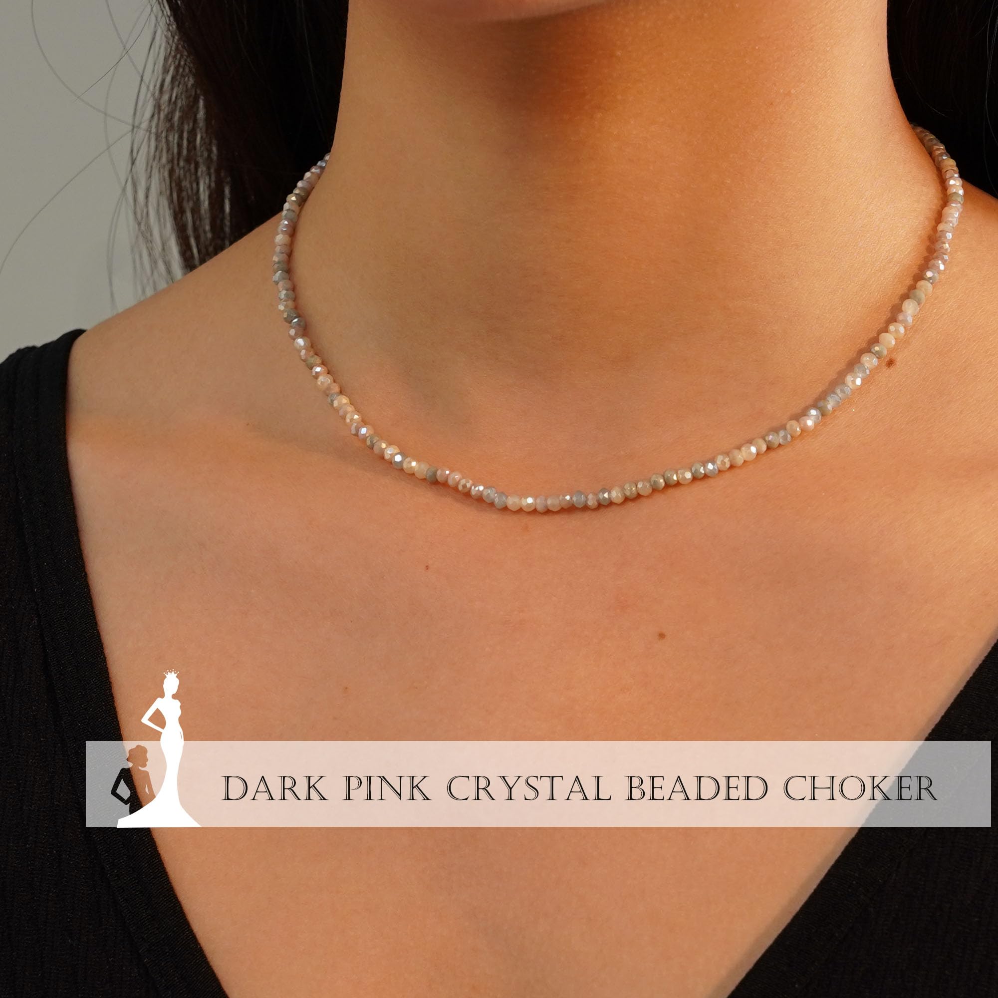 JSJOY Tiny Crystal Beaded Choker Necklaces for Women - Colorful Bohemian Handmade Jewelry, Dainty Adjustable Choker Necklace for Teens, Perfect Gift for Birthday, Party & Everyday Wear