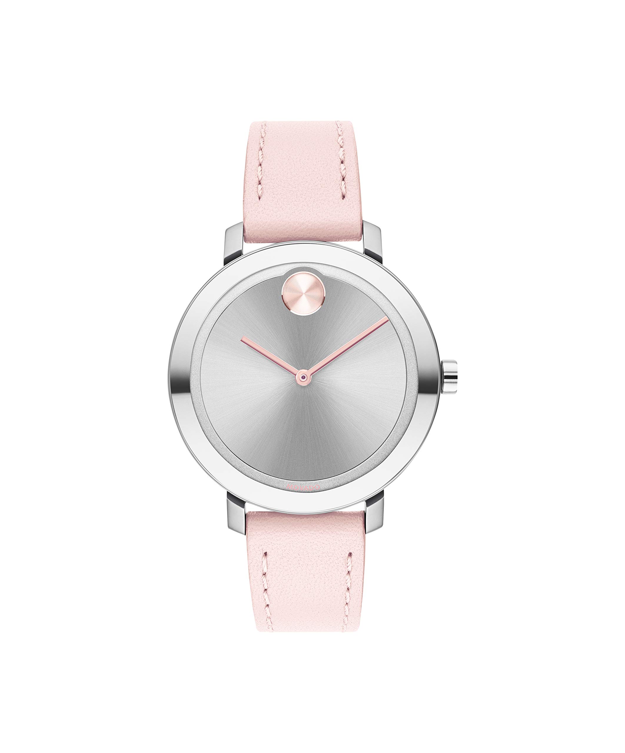 Movado Bold Evolution Women's Watch - Pink Stainless Steel & Leather Strap Quartz Watch for Women (Model 3600641) | Perfect for Everyday Wear, Office & Casual Outfits