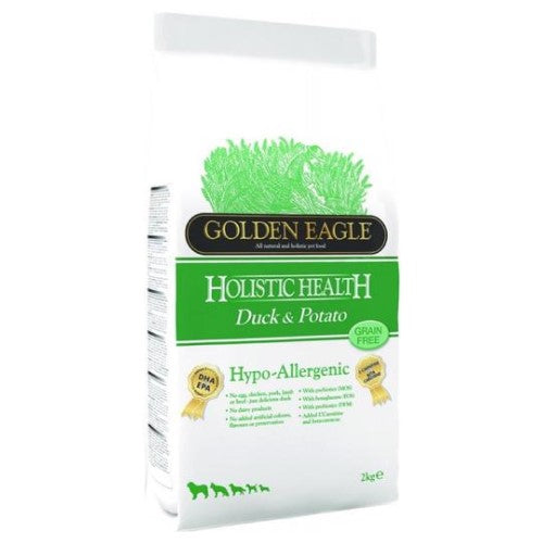 **Golden Eagle Grain-Free Hypoallergenic Dog Food - Duck & Potato Recipe for Sensitive Stomachs (2 Sizes) - Perfect for Adult Dogs with Allergies or Digestive Issues**