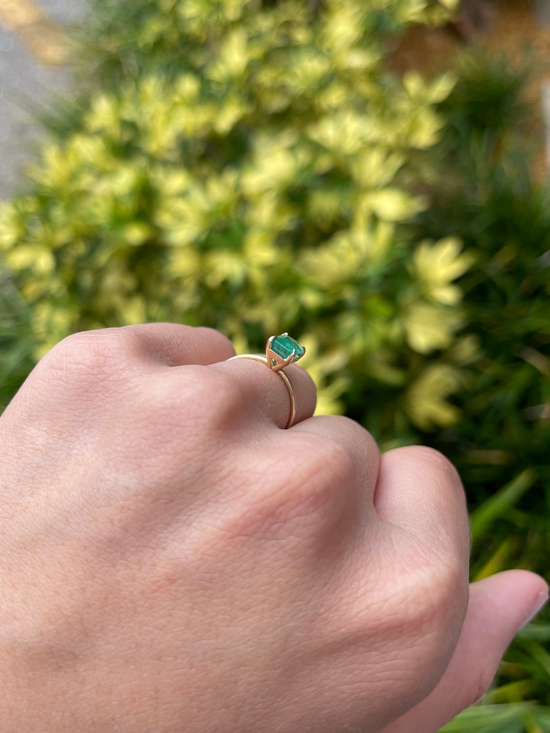 1.40 Carat 14K Yellow Gold Dainty Petite 4-Prong Emerald Cut Solitaire Ring for Women - Perfect for Engagement, Wedding, Anniversary & Everyday Elegance